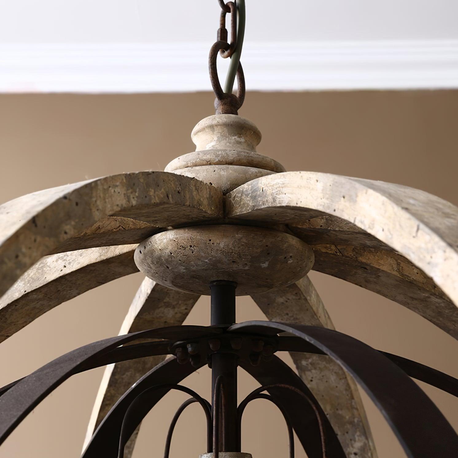 Lustra Chandelier Retro Globe with Weathered Wood - Letslighting