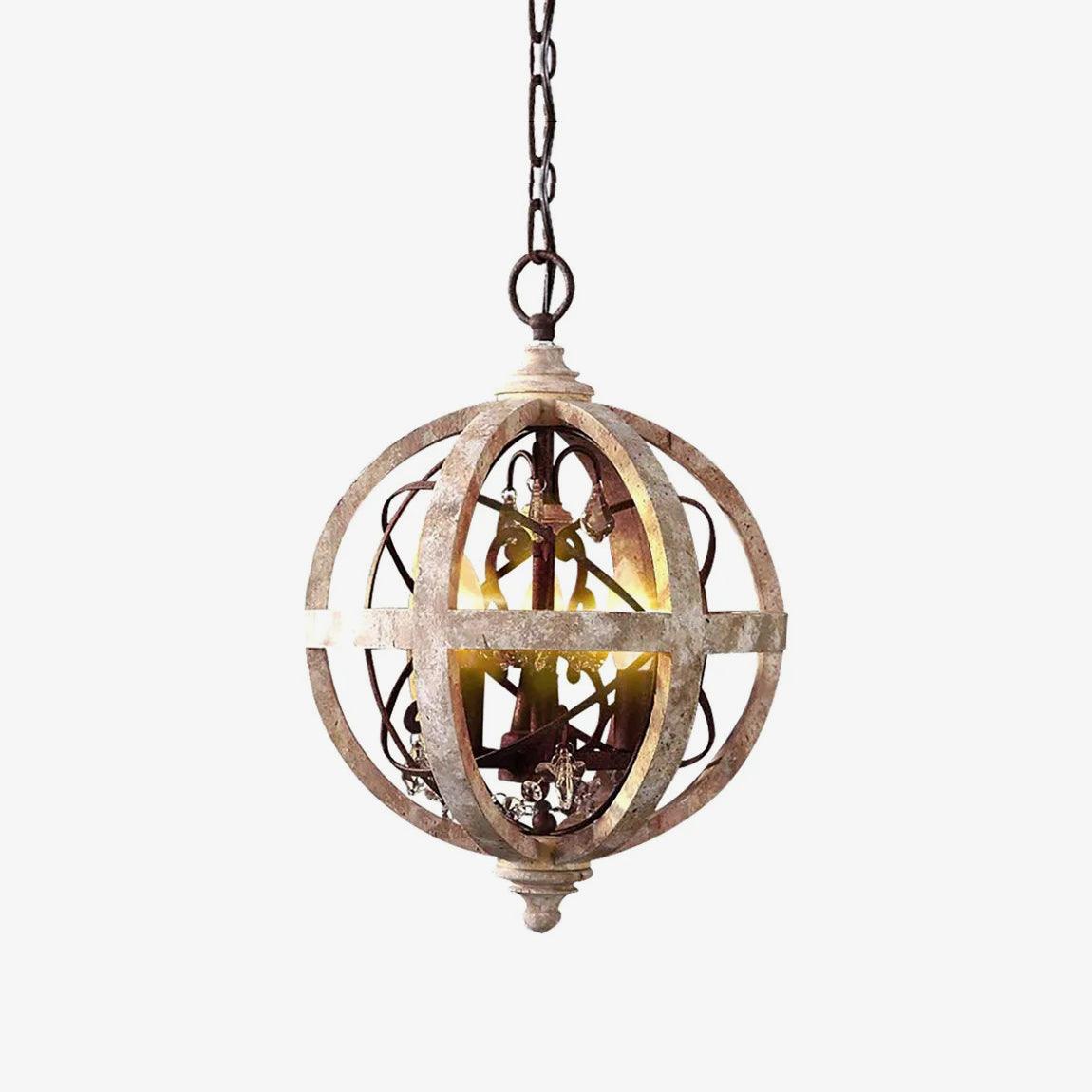 Lustra Chandelier Retro Globe with Weathered Wood - Letslighting