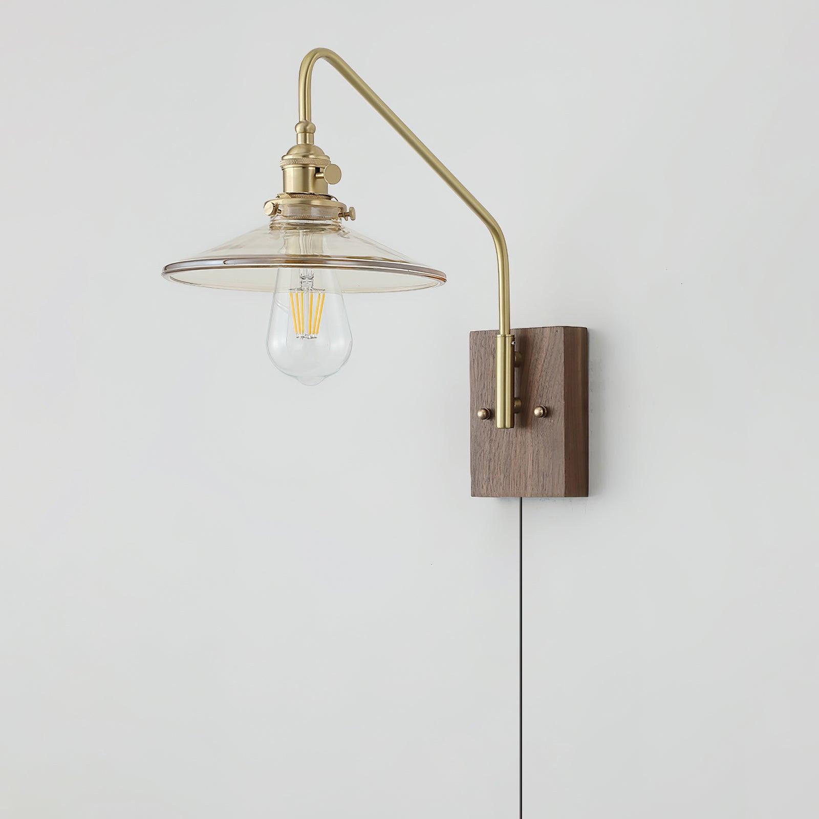 Wall Light Retro Plug In with Brass, Walnut French Elegance - Letslighting