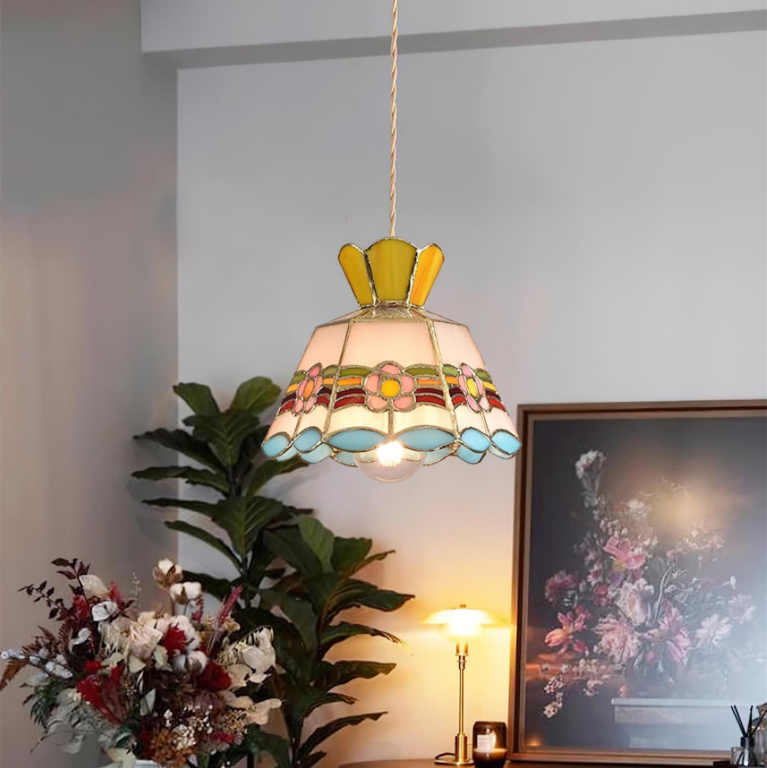 Tiffany Retro Glass Pendant Lights Floral - Letslighting