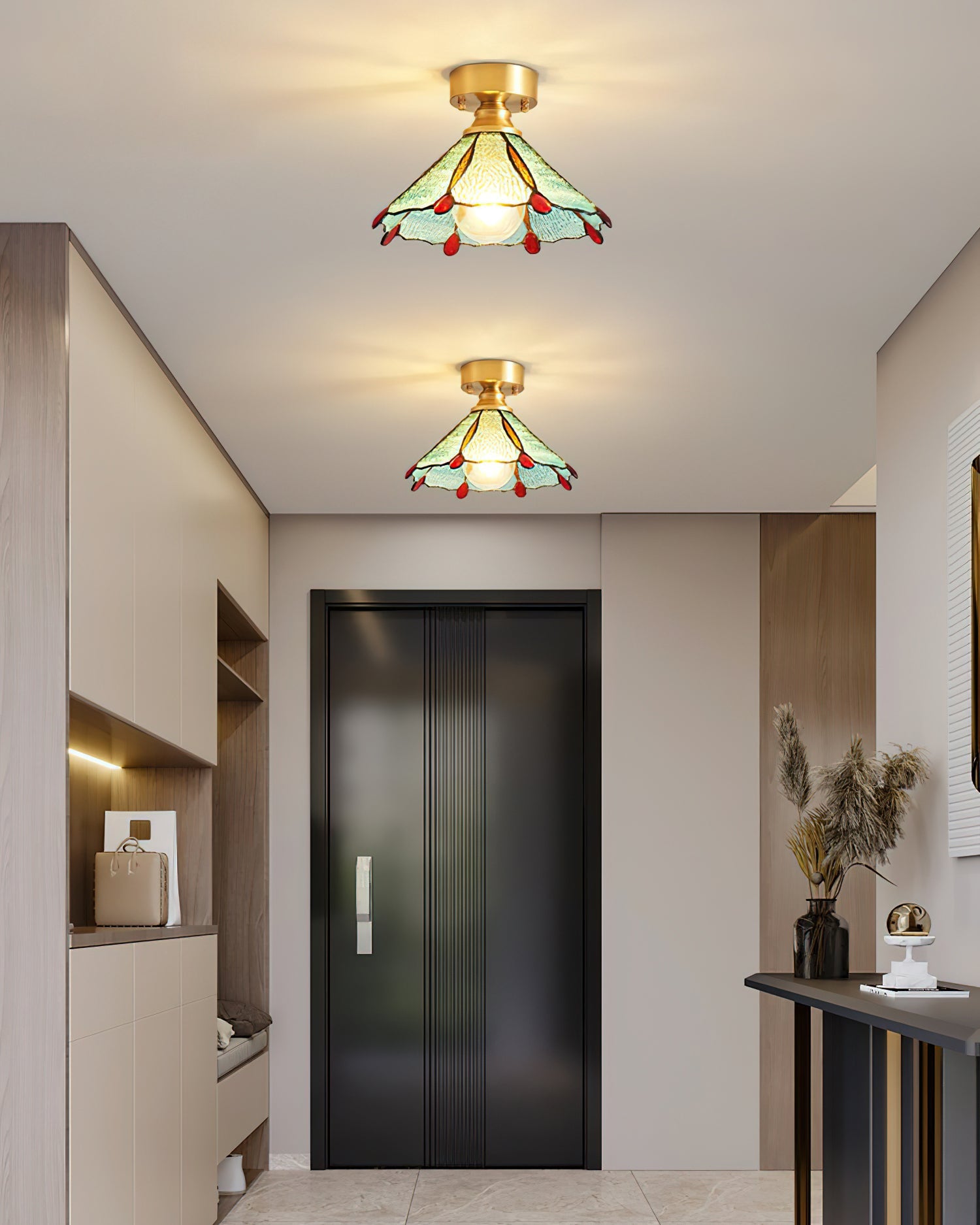 Civelle Tiffany Style Stained Glass Ceiling Light - Letslighting