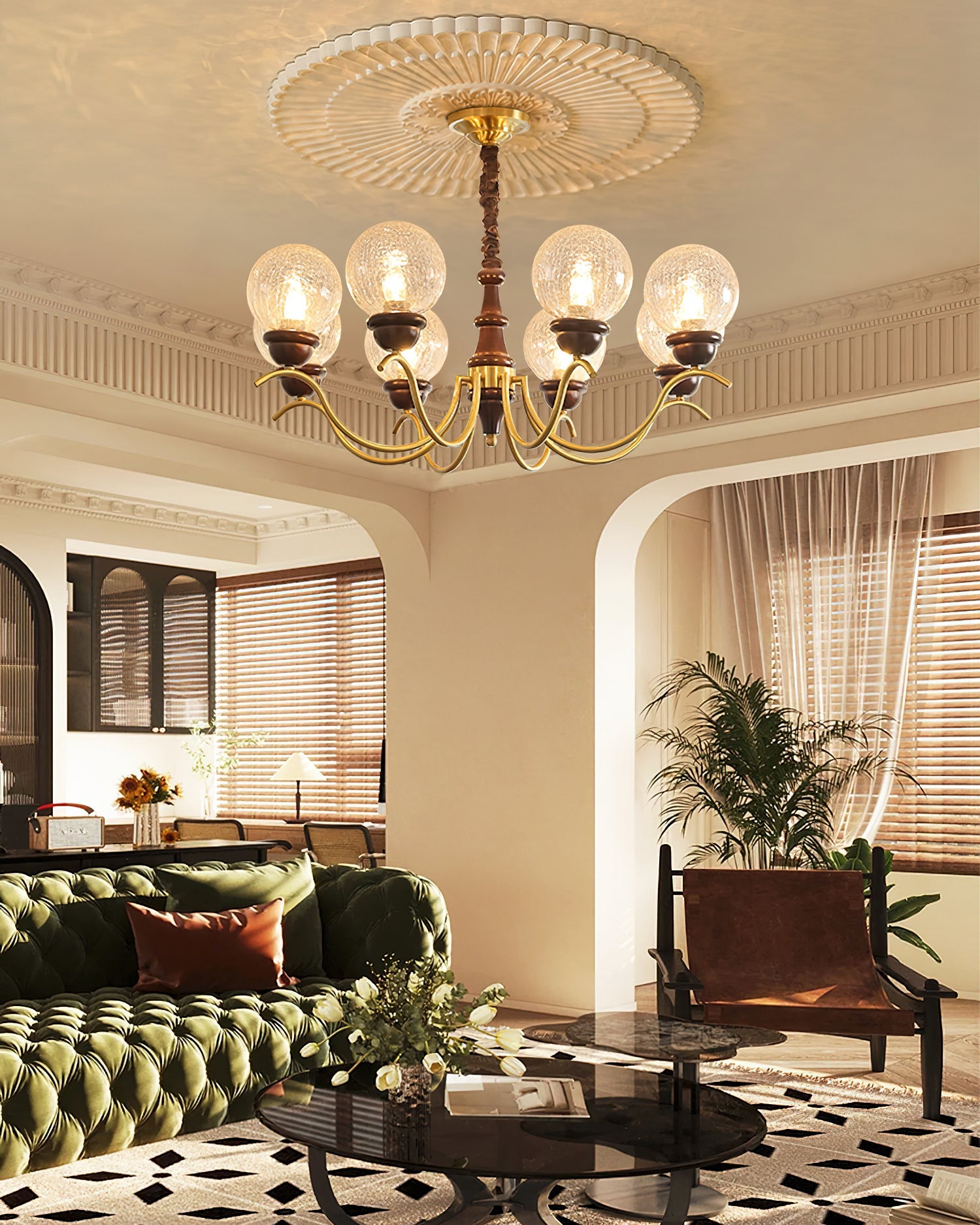 Teresie Chandelier Brass Retro - Letslighting