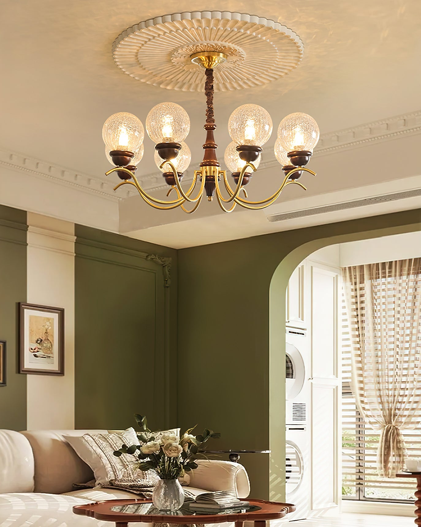 Teresie Chandelier Brass Retro - Letslighting