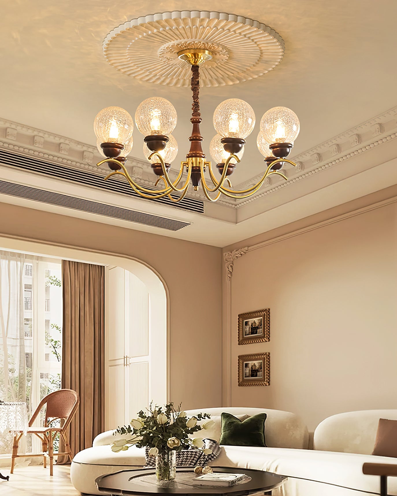 Teresie Chandelier Brass Retro - Letslighting