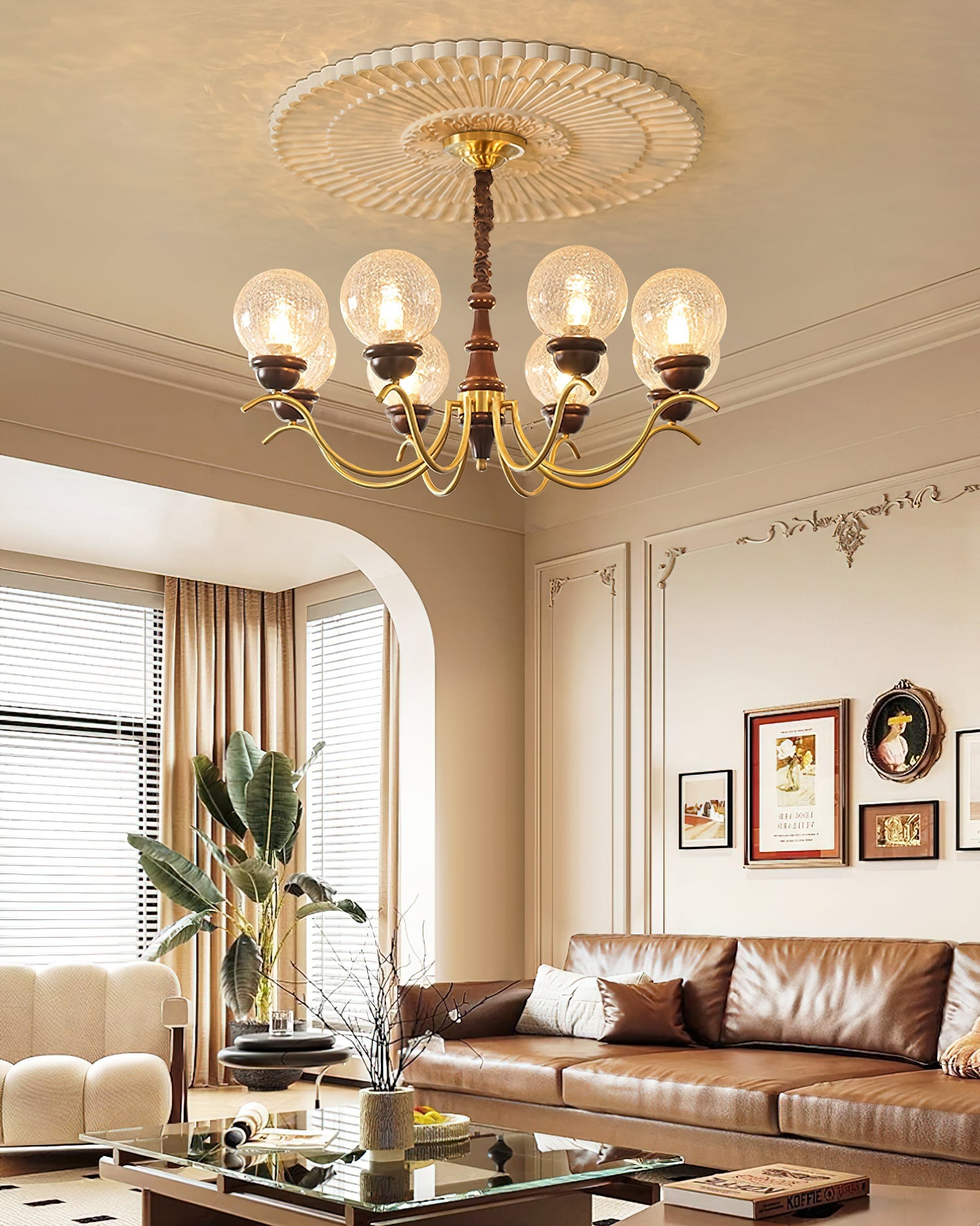 Teresie Chandelier Brass Retro - Letslighting