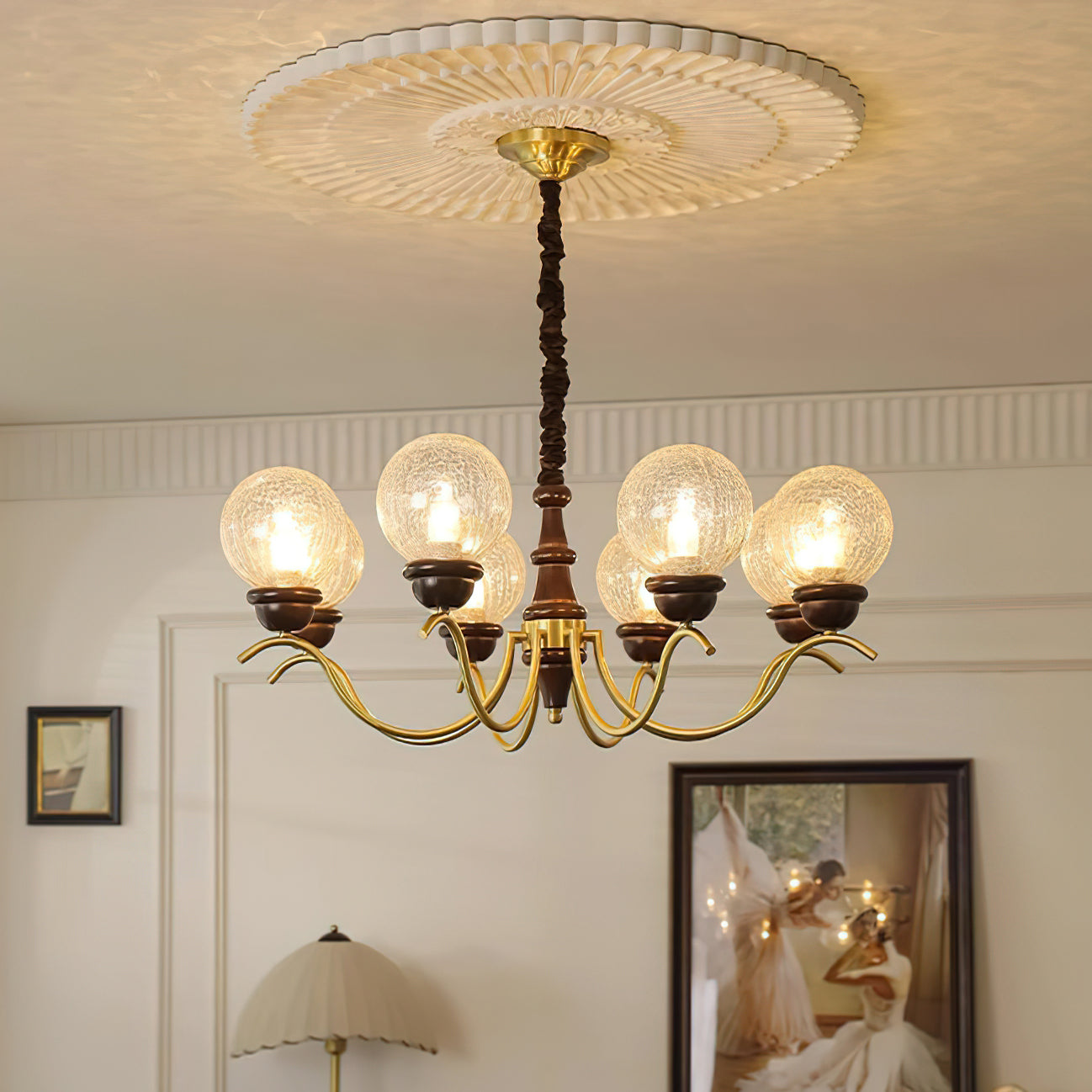 Teresie Chandelier Brass Retro - Letslighting