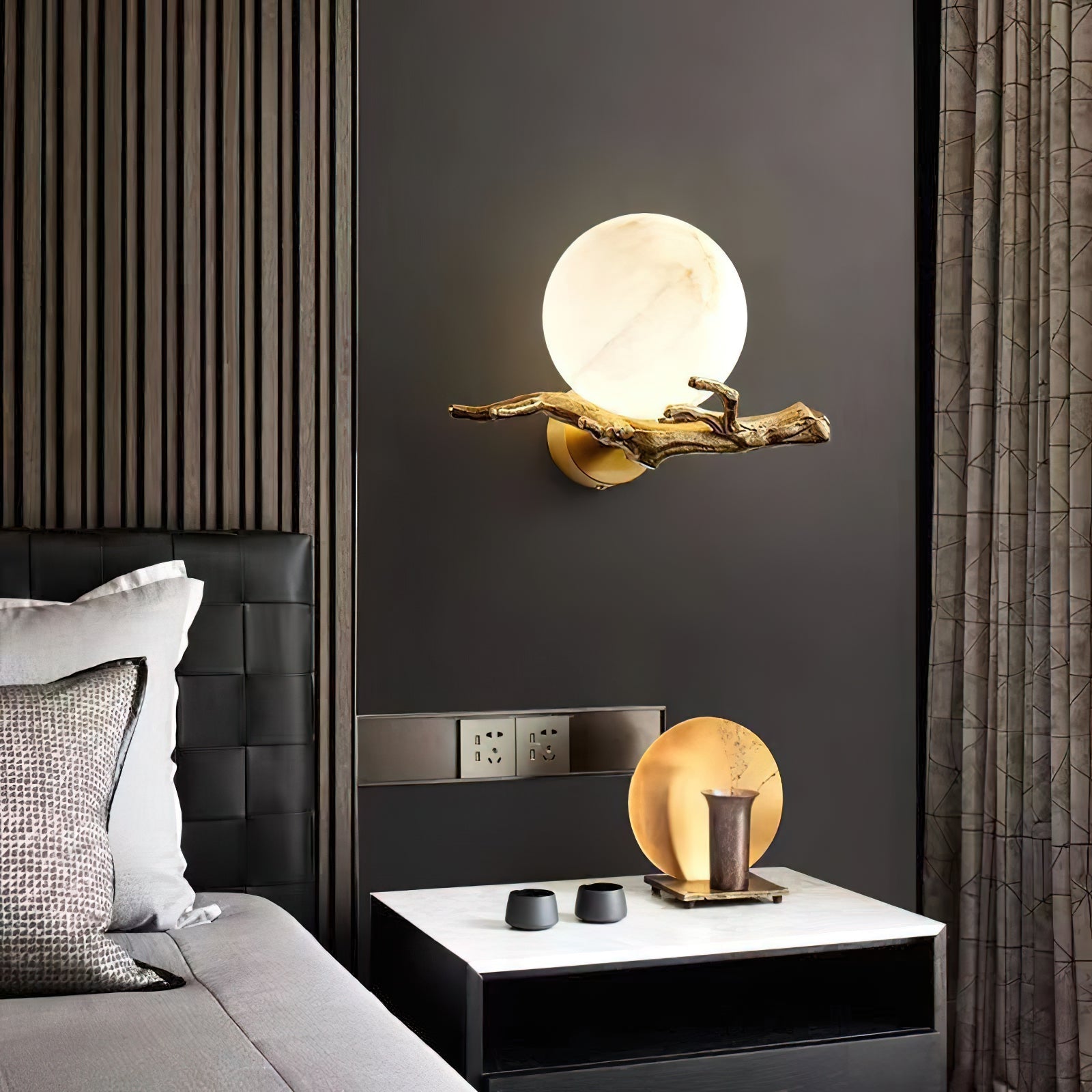 Ormirara Modern Minimalist Retro Twigs Alabaster Wall Lamp - Letslighting