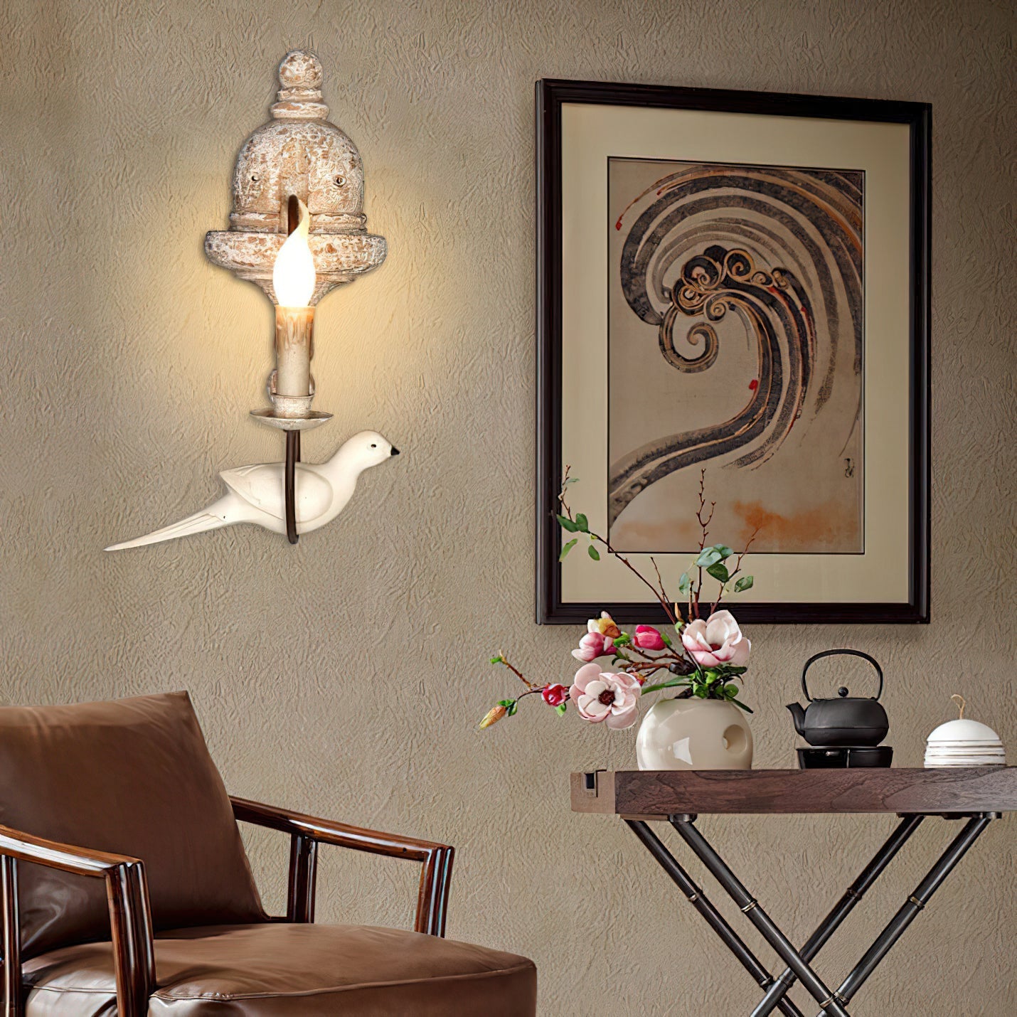 Syraean Vintage Retro Bird Wooden Wall Lamp - Letslighting