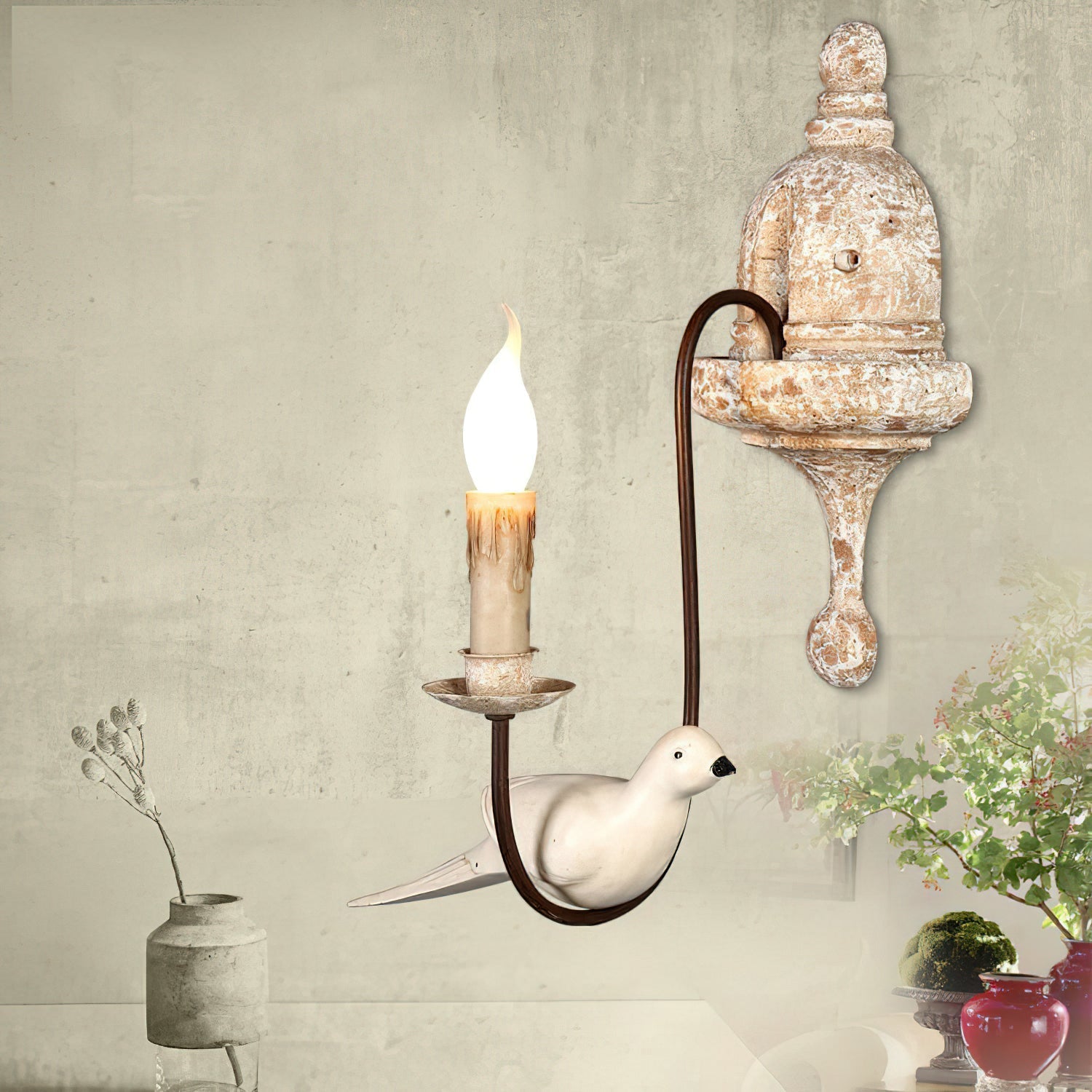 Syraean Vintage Retro Bird Wooden Wall Lamp - Letslighting