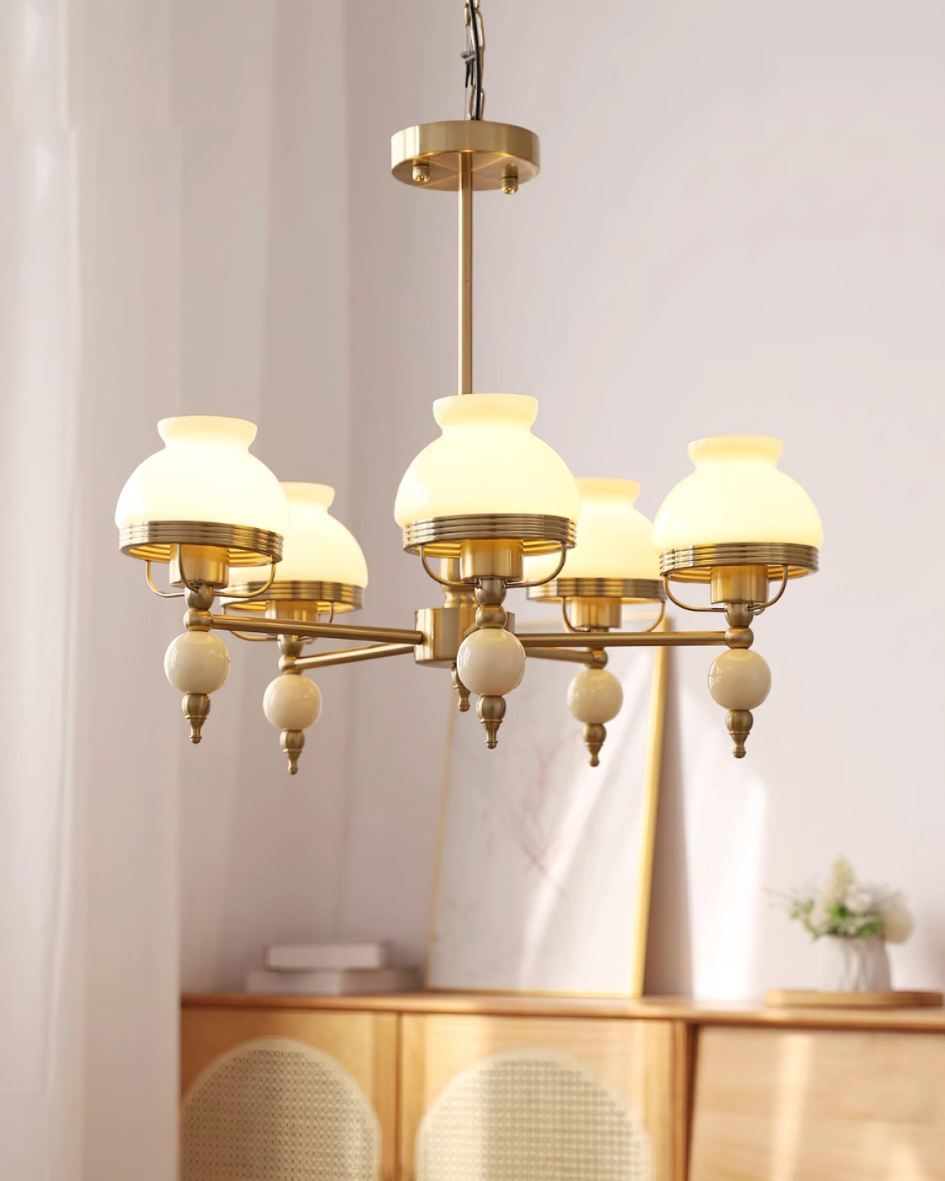 Chandelier Glass and Fixture for Dining or Living Room Vintage - Letslighting