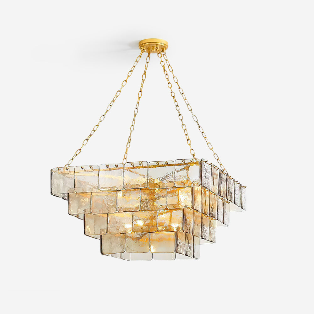 Revelation Chandelier Tiered Glass Panel Glow - Letslighting