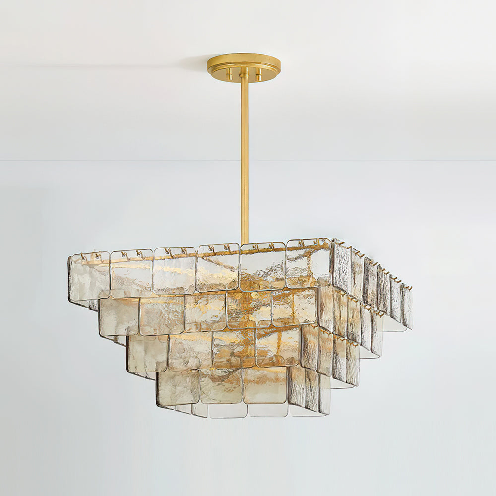 Revelation Chandelier Tiered Glass Panel Glow - Letslighting