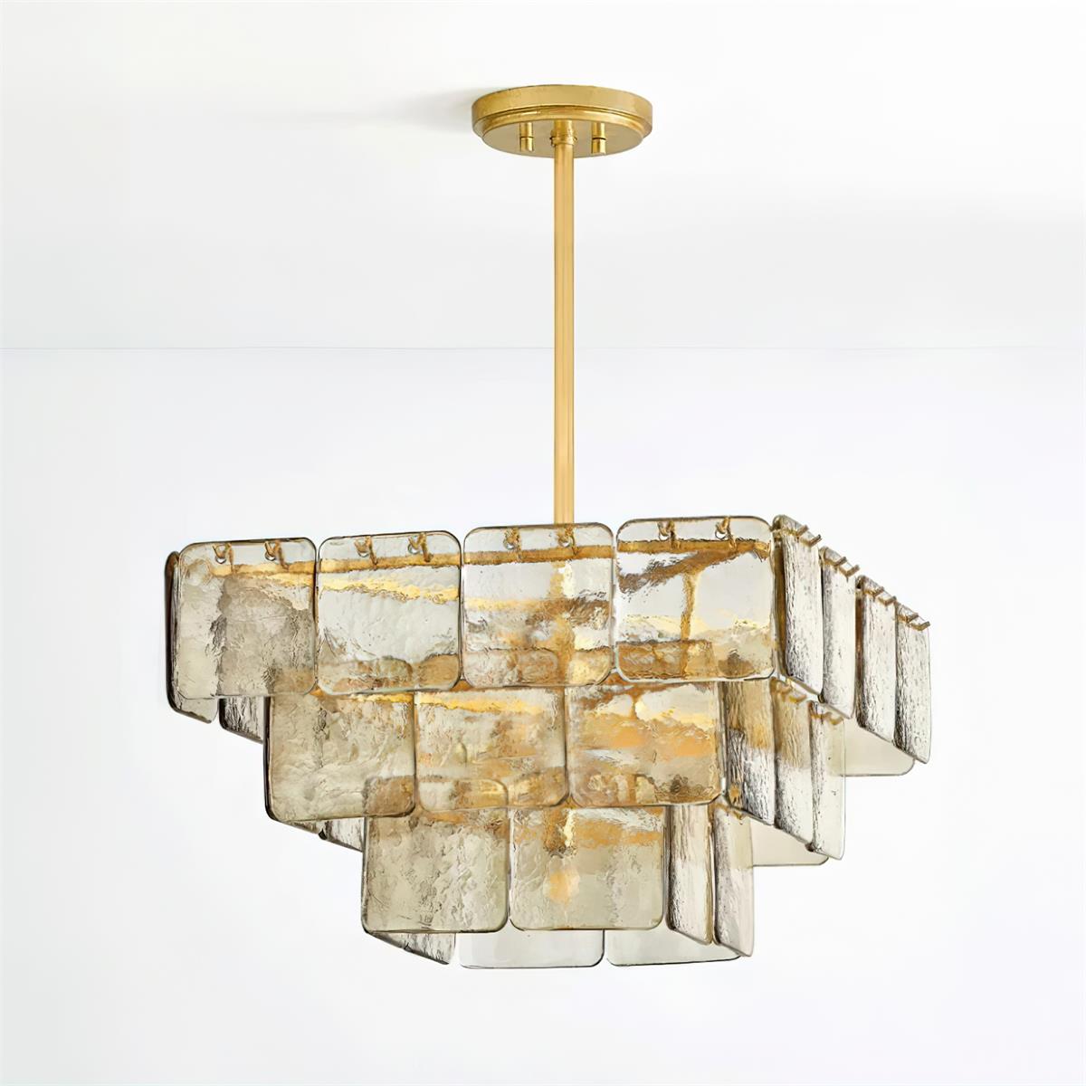 Revelation Chandelier Tiered Glass Panel Glow - Letslighting