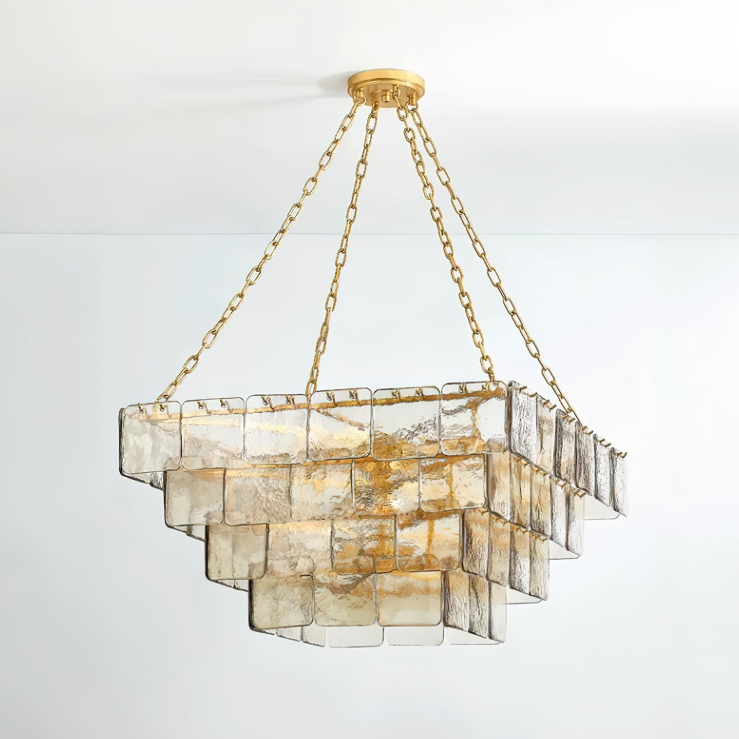 Revelation Chandelier Tiered Glass Panel Glow - Letslighting