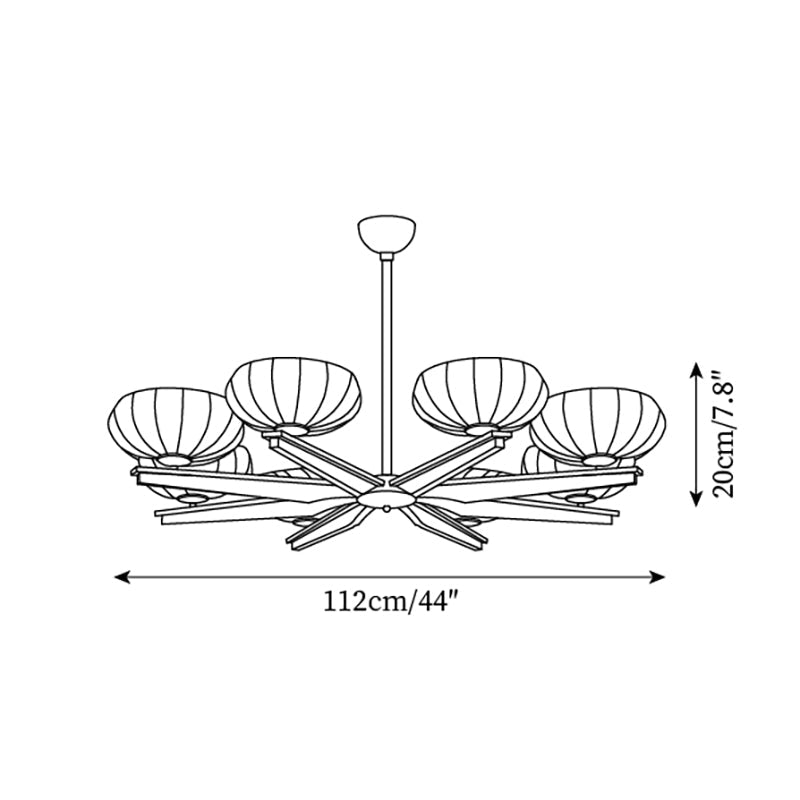 Chandelier Walnut Wood Arms and Opal Glass Shades Midcentury - Letslighting