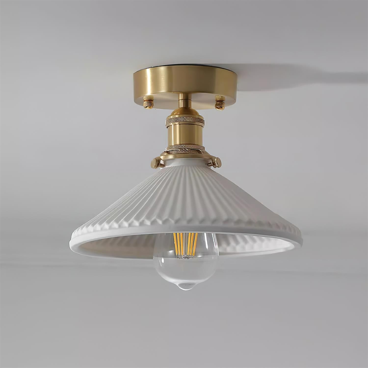 Belmont Vintage Brass & Ceramic Ceiling Light