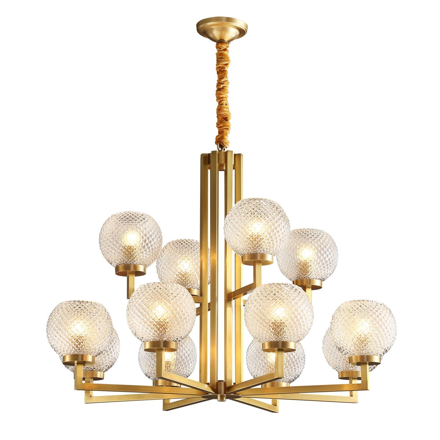 Vera Ribbed Glass Brass Chandelier - Letslighting