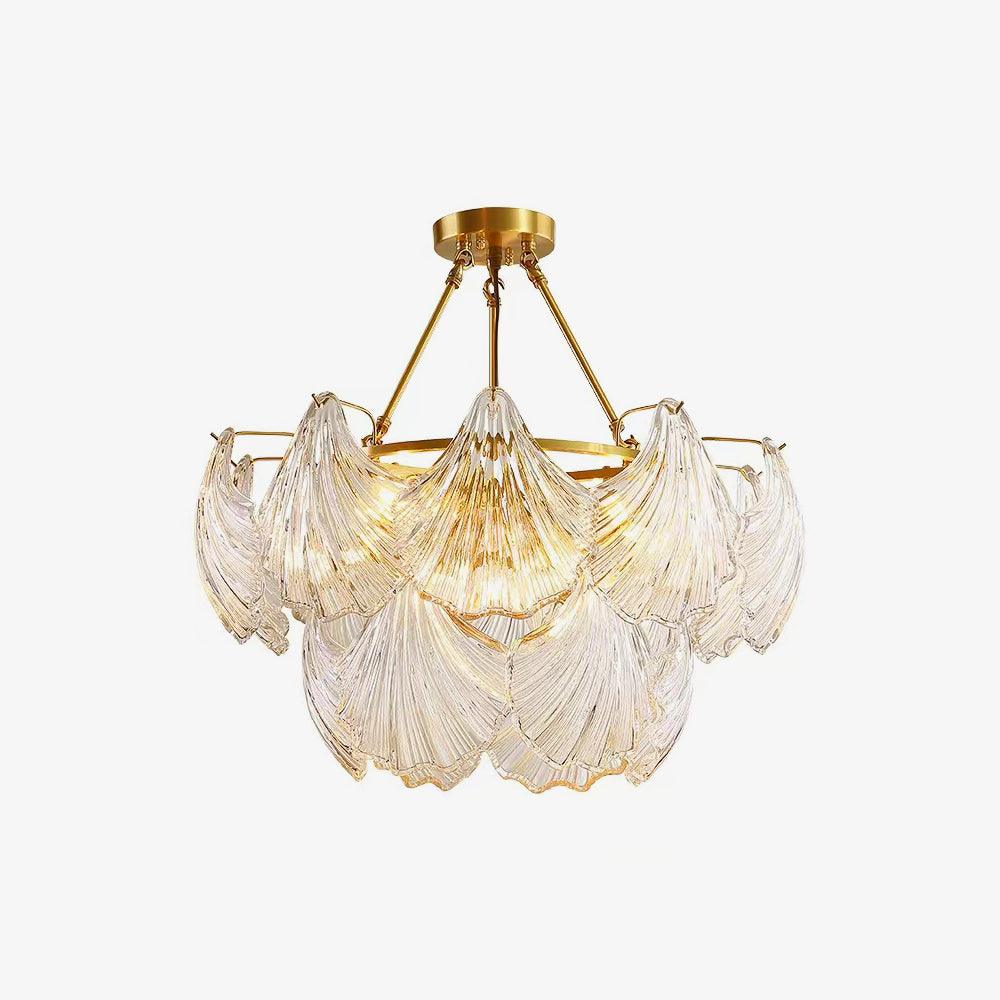 Lustra Ceiling Light Ribbed Shell Glass Gold - Letslighting