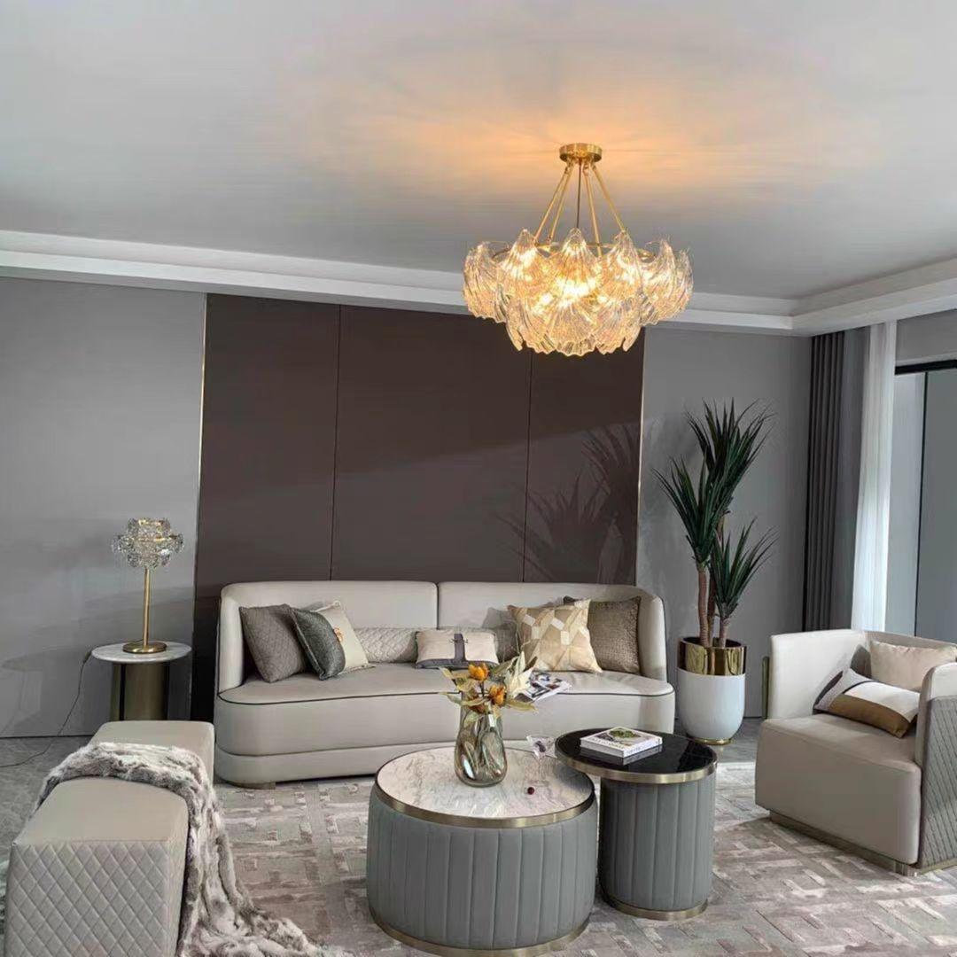 Lustra Ceiling Light Ribbed Shell Glass Gold - Letslighting