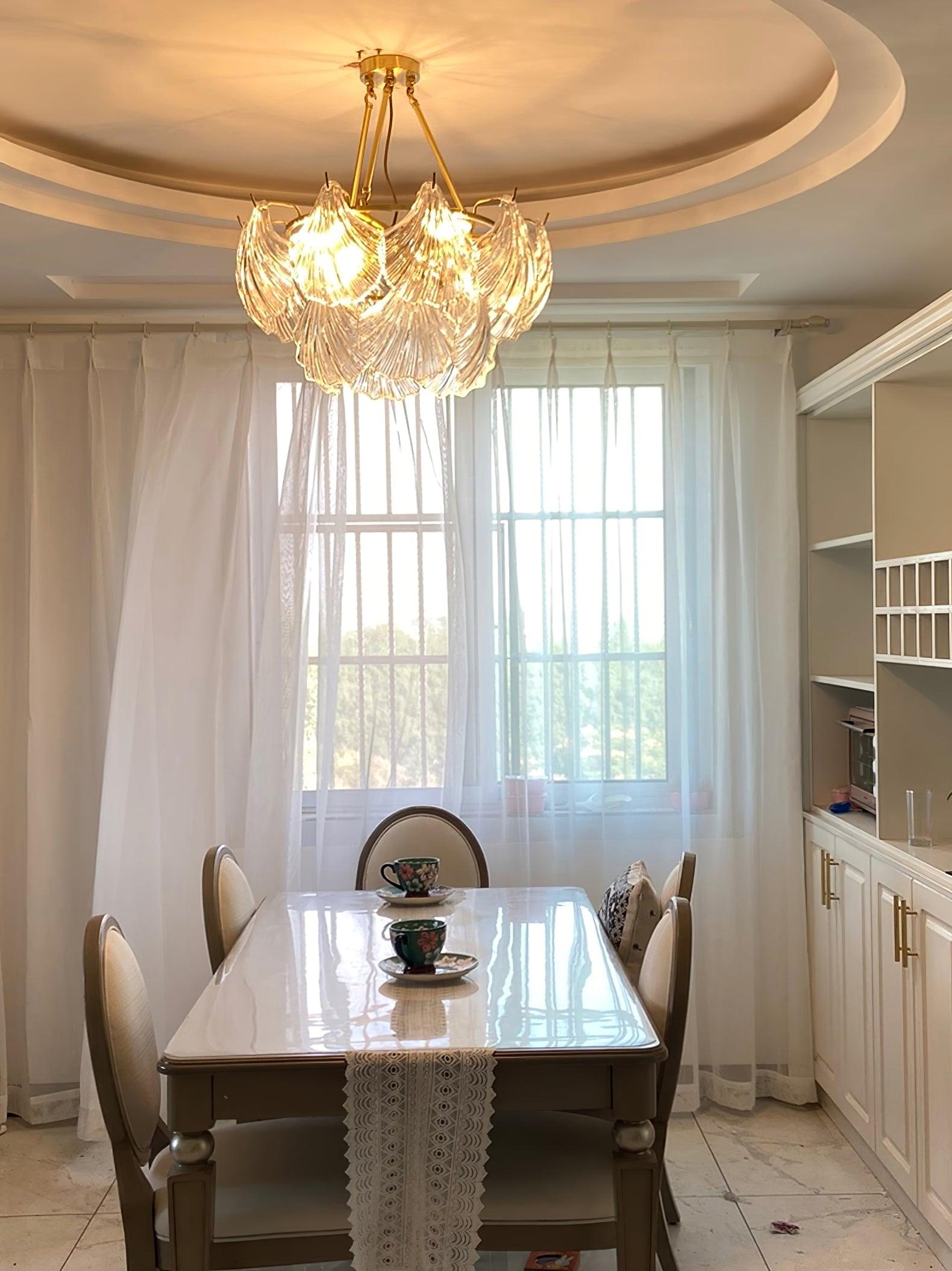 Lustra Ceiling Light Ribbed Shell Glass Gold - Letslighting