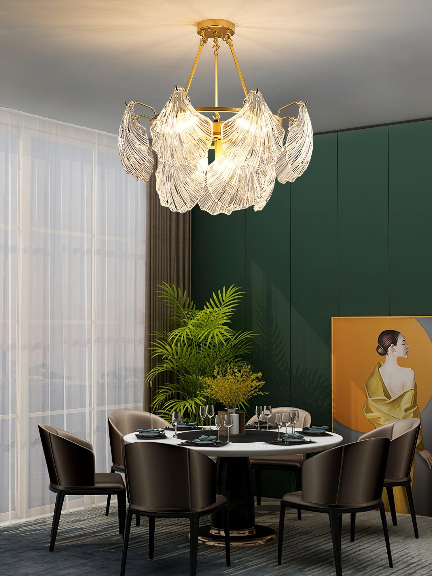 Lustra Ceiling Light Ribbed Shell Glass Gold - Letslighting