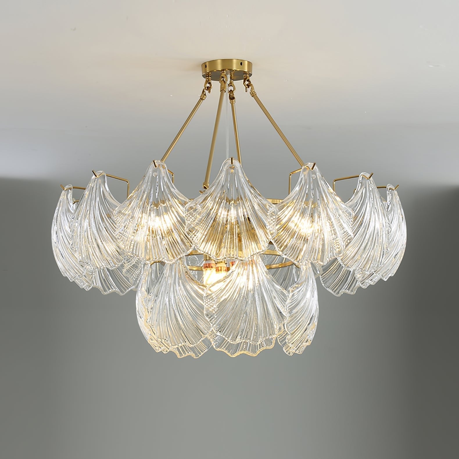 Lustra Ceiling Light Ribbed Shell Glass Gold - Letslighting
