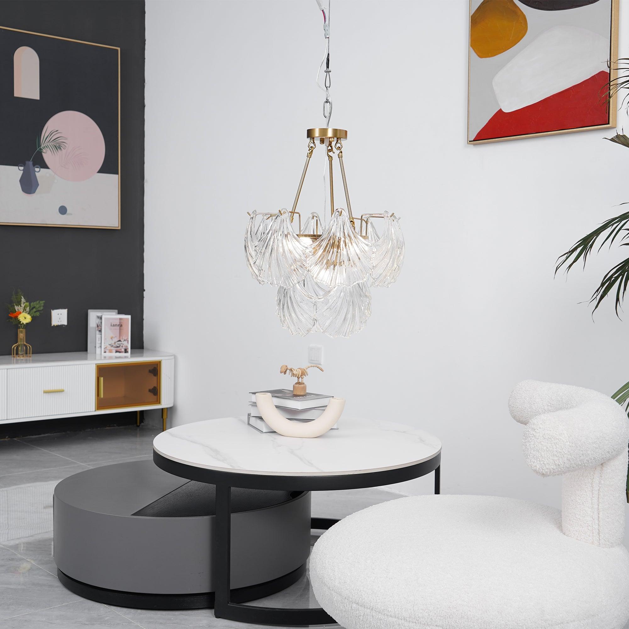 Lustra Ceiling Light Ribbed Shell Glass Gold - Letslighting