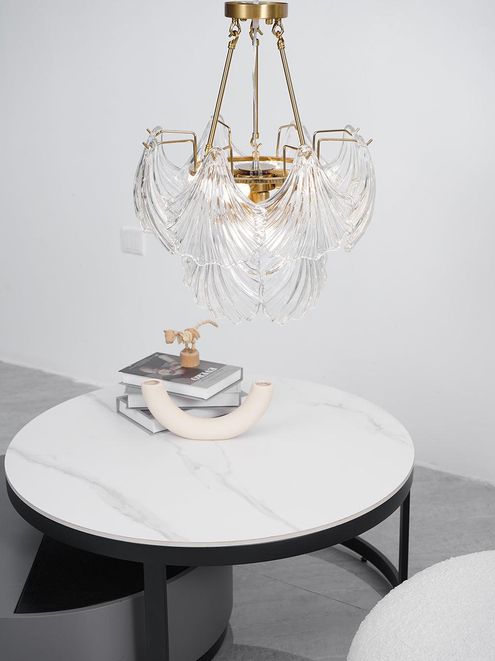 Lustra Ceiling Light Ribbed Shell Glass Gold - Letslighting