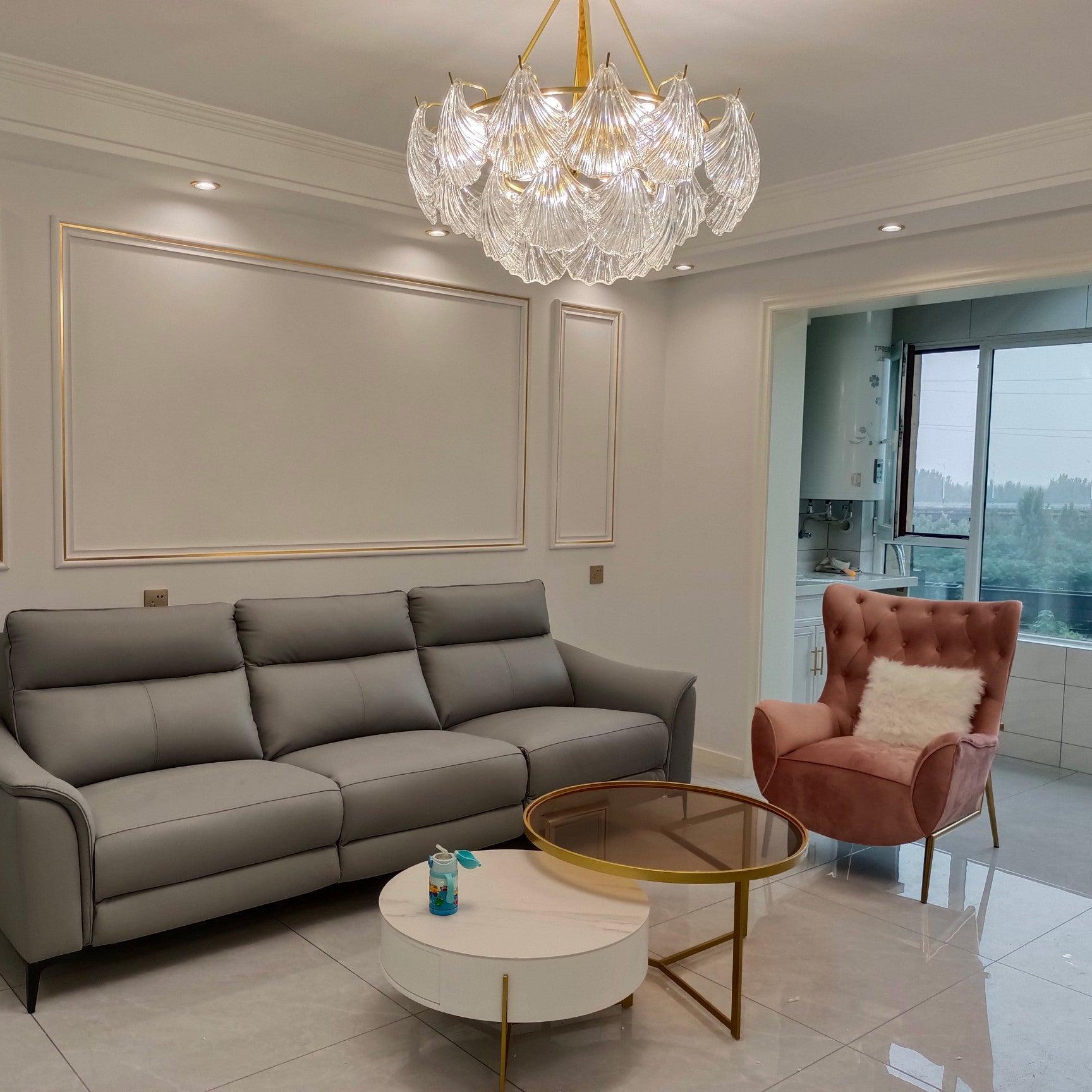 Lustra Ceiling Light Ribbed Shell Glass Gold - Letslighting