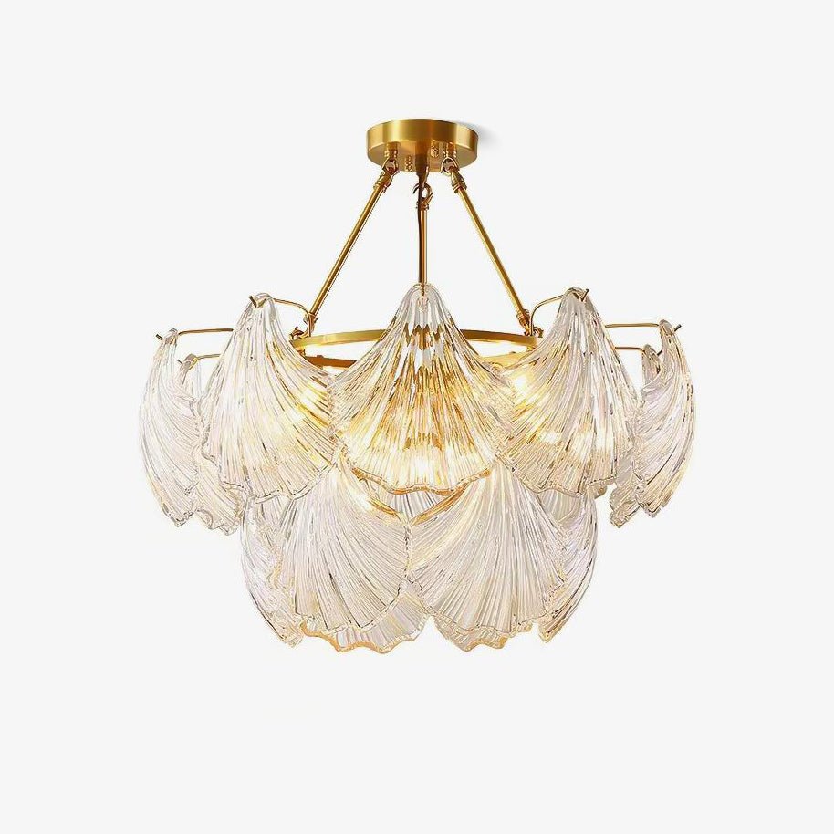 Lustra Ceiling Light Ribbed Shell Glass Gold - Letslighting
