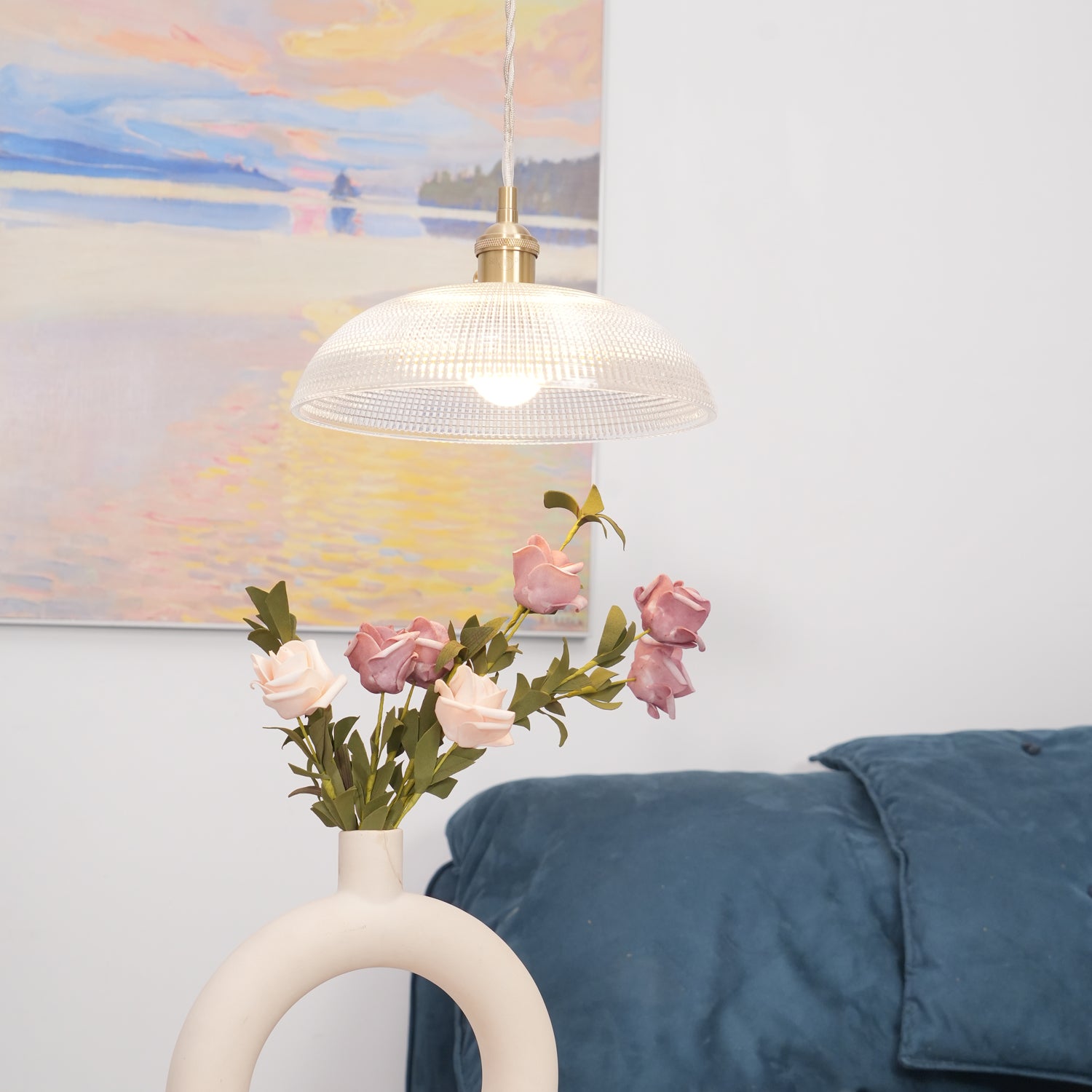 Calyra Brass & Glass Pendant Light - Letslighting