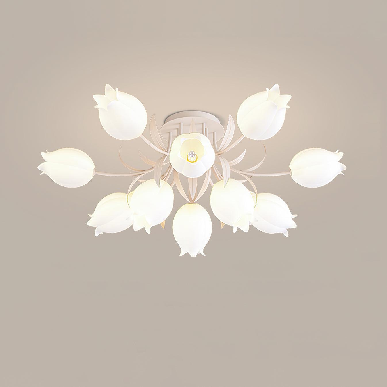 Lustra Ceiling Light Lily Flower Blossom Green Base - Letslighting