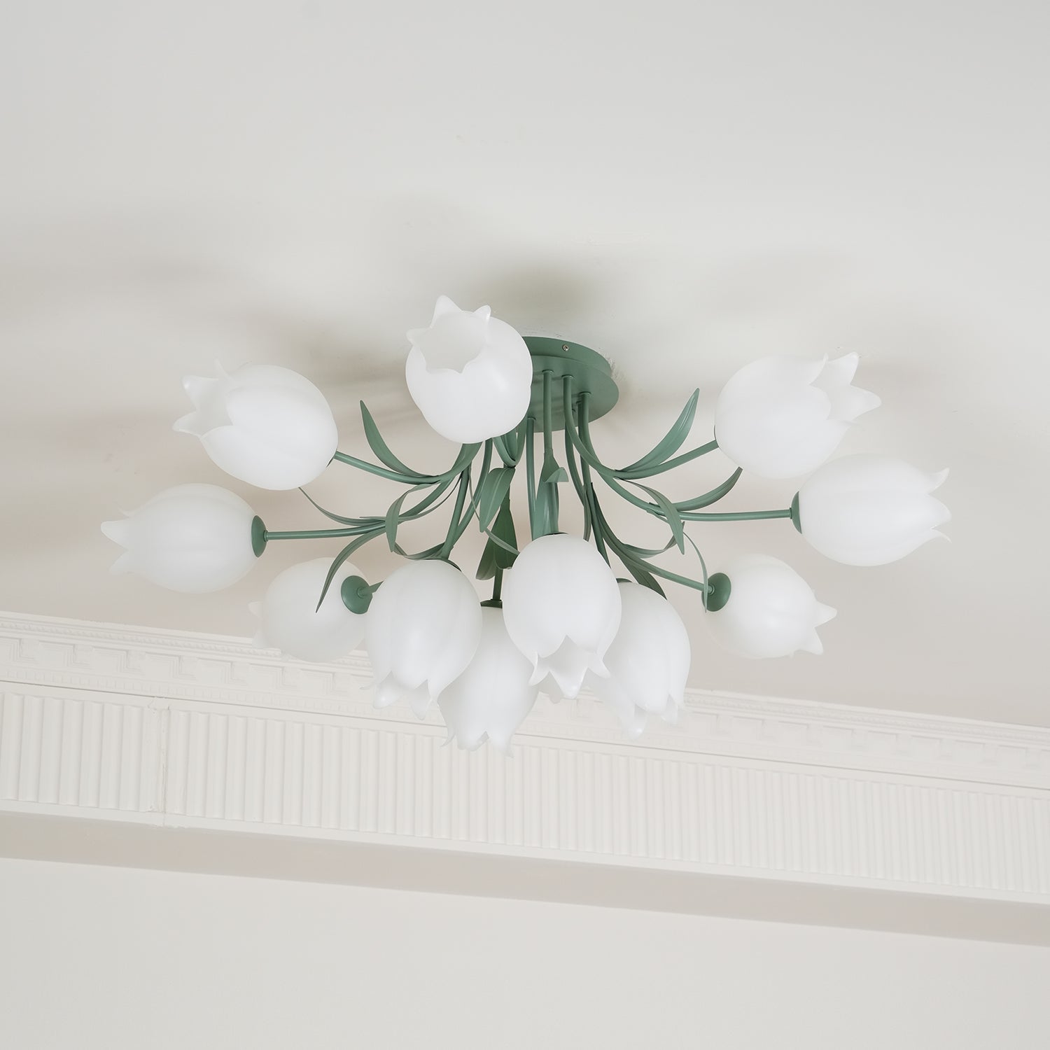Lustra Ceiling Light Lily Flower Blossom Green Base - Letslighting