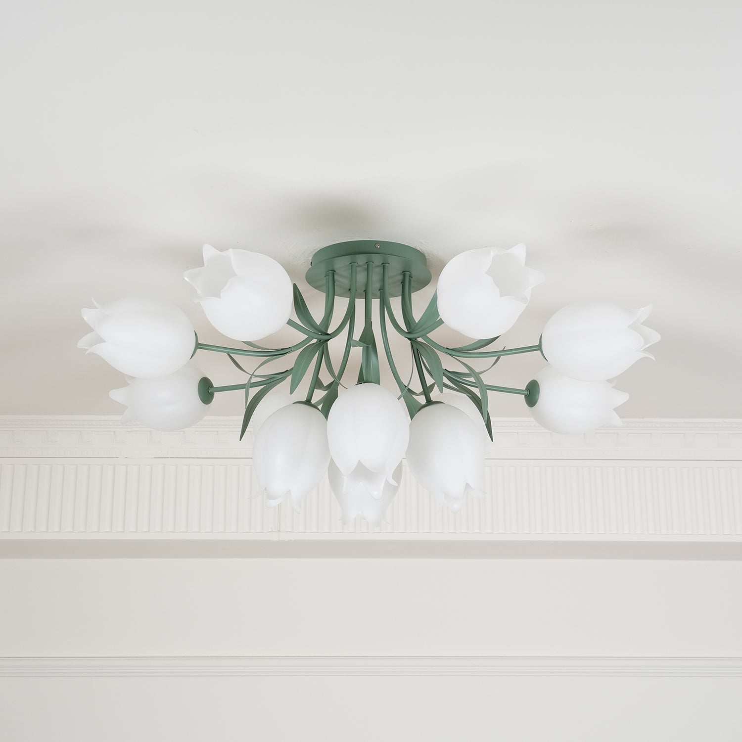 Lustra Ceiling Light Lily Flower Blossom Green Base - Letslighting