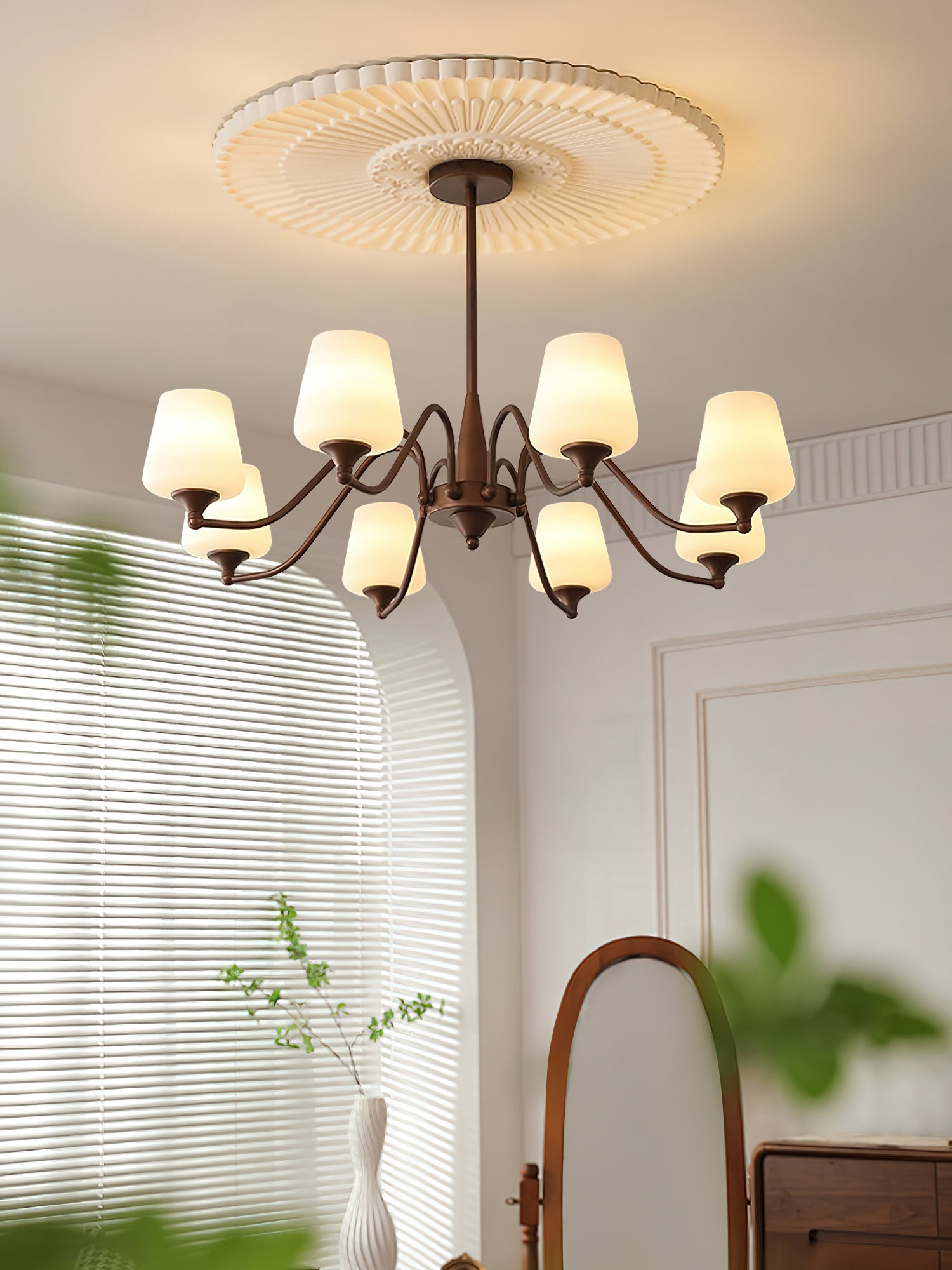 Aurora Chandelier Frosted Glass Shades - Letslighting