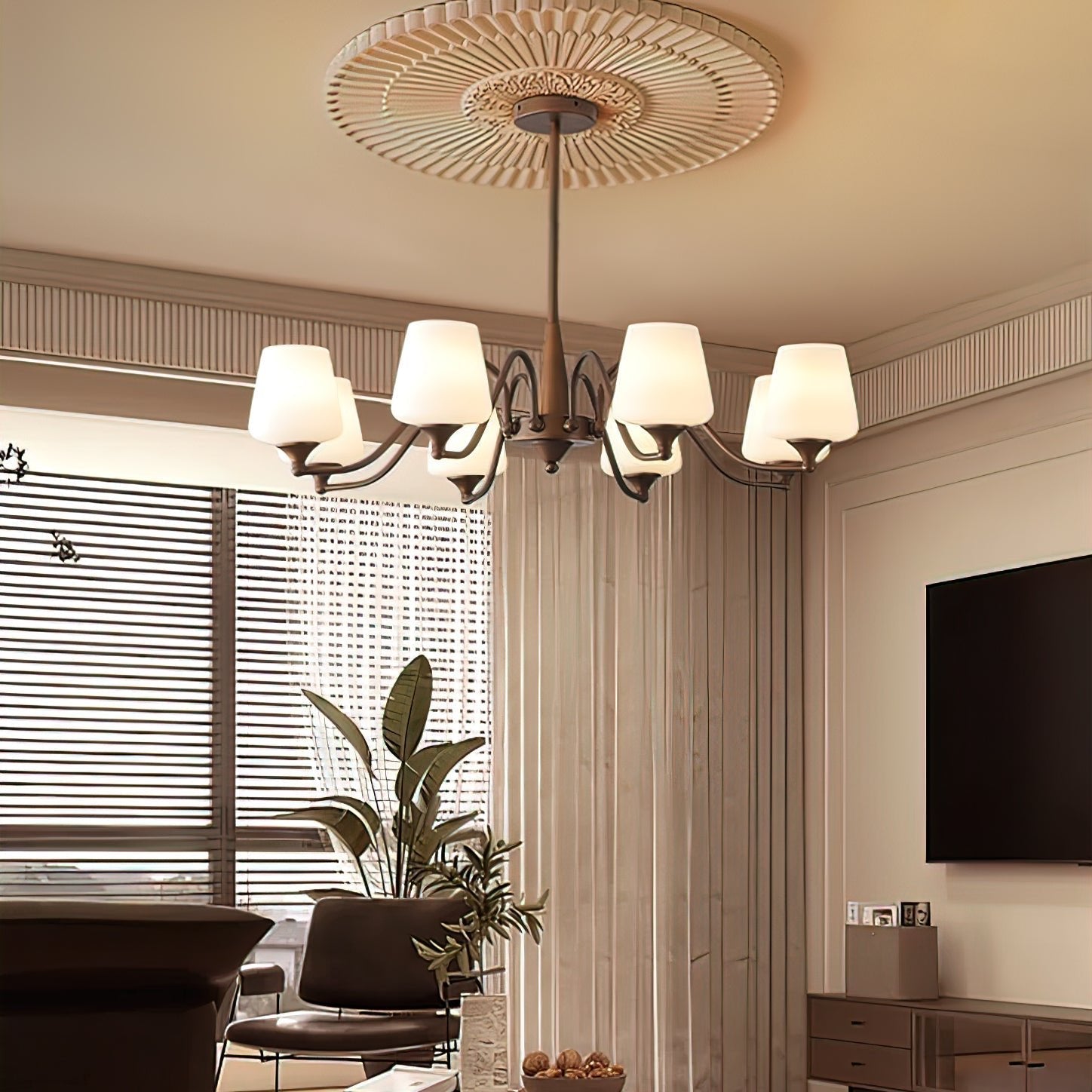 Aurora Chandelier Frosted Glass Shades - Letslighting