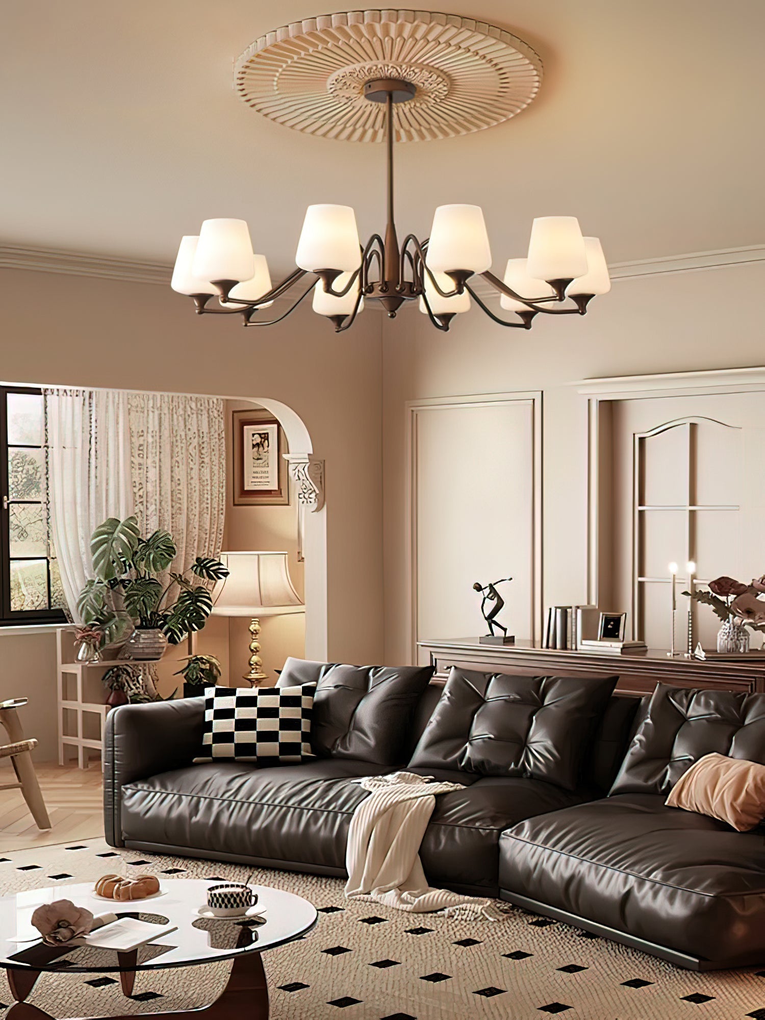 Aurora Chandelier Frosted Glass Shades - Letslighting