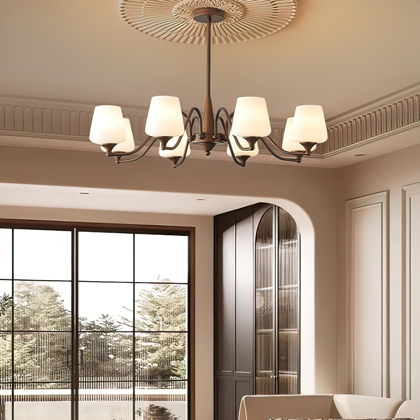 Aurora Chandelier Frosted Glass Shades - Letslighting