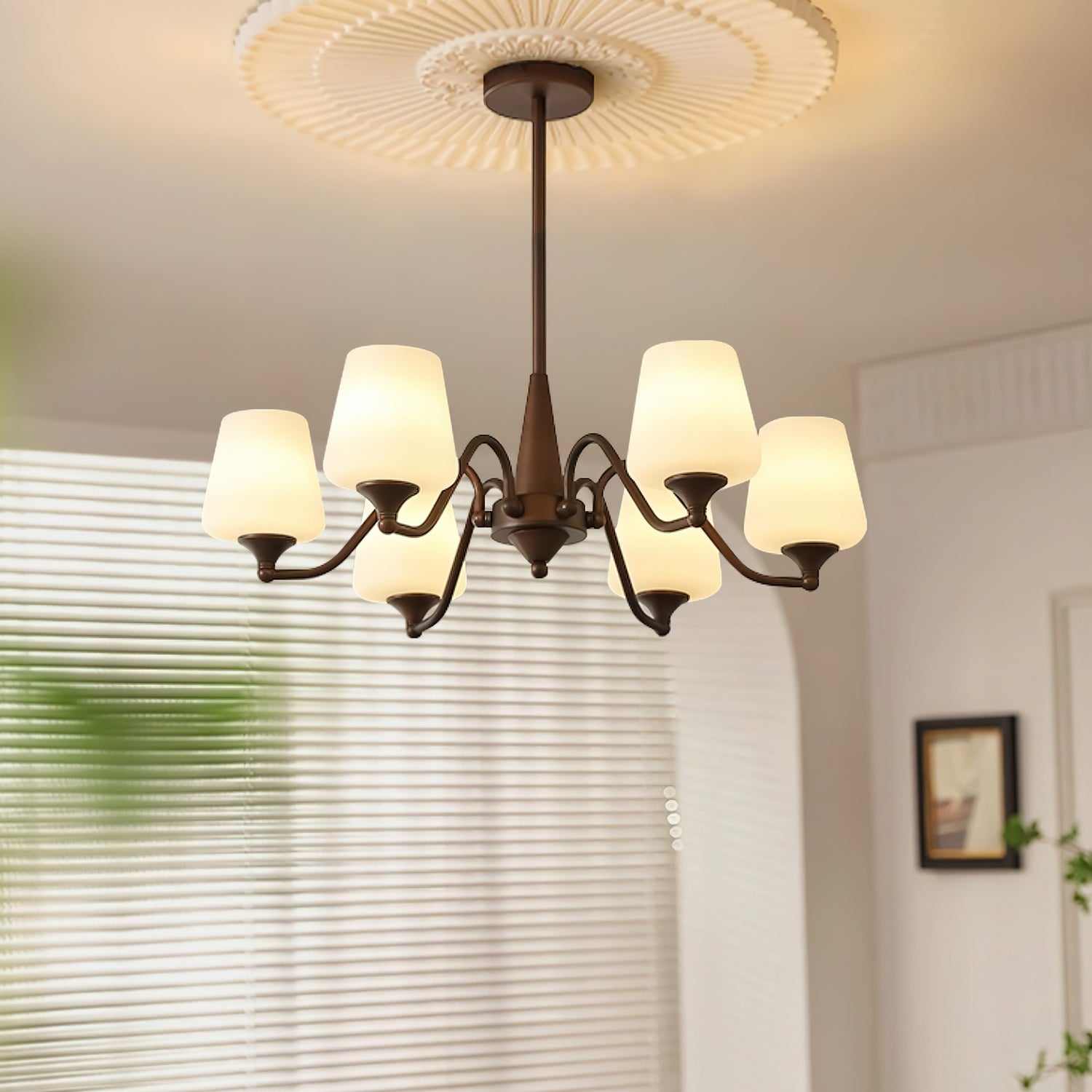 Aurora Chandelier Frosted Glass Shades - Letslighting