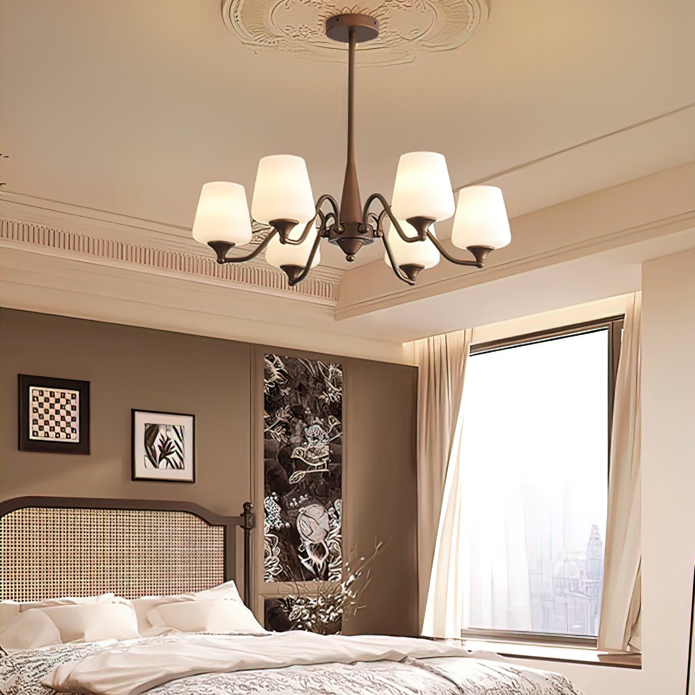 Aurora Chandelier Frosted Glass Shades - Letslighting