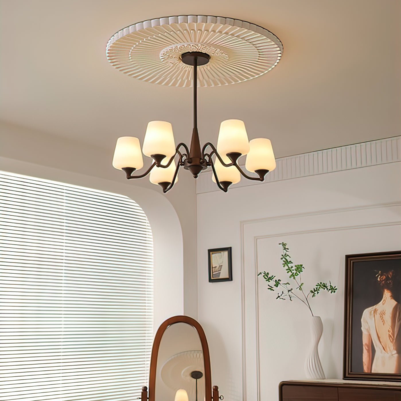 Aurora Chandelier Frosted Glass Shades - Letslighting