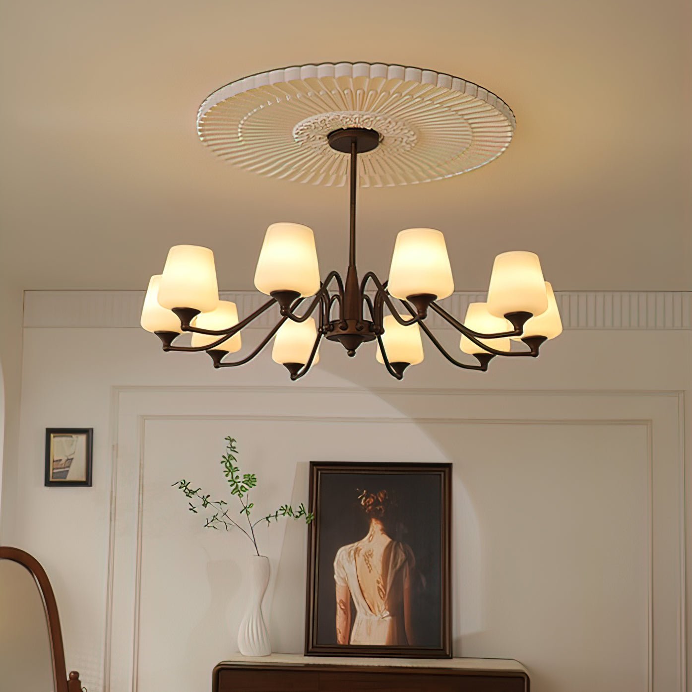 Aurora Chandelier Frosted Glass Shades - Letslighting