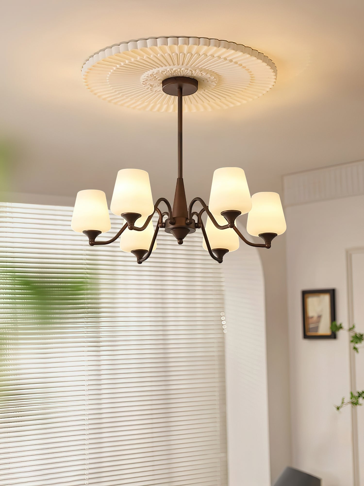 Aurora Chandelier Frosted Glass Shades - Letslighting