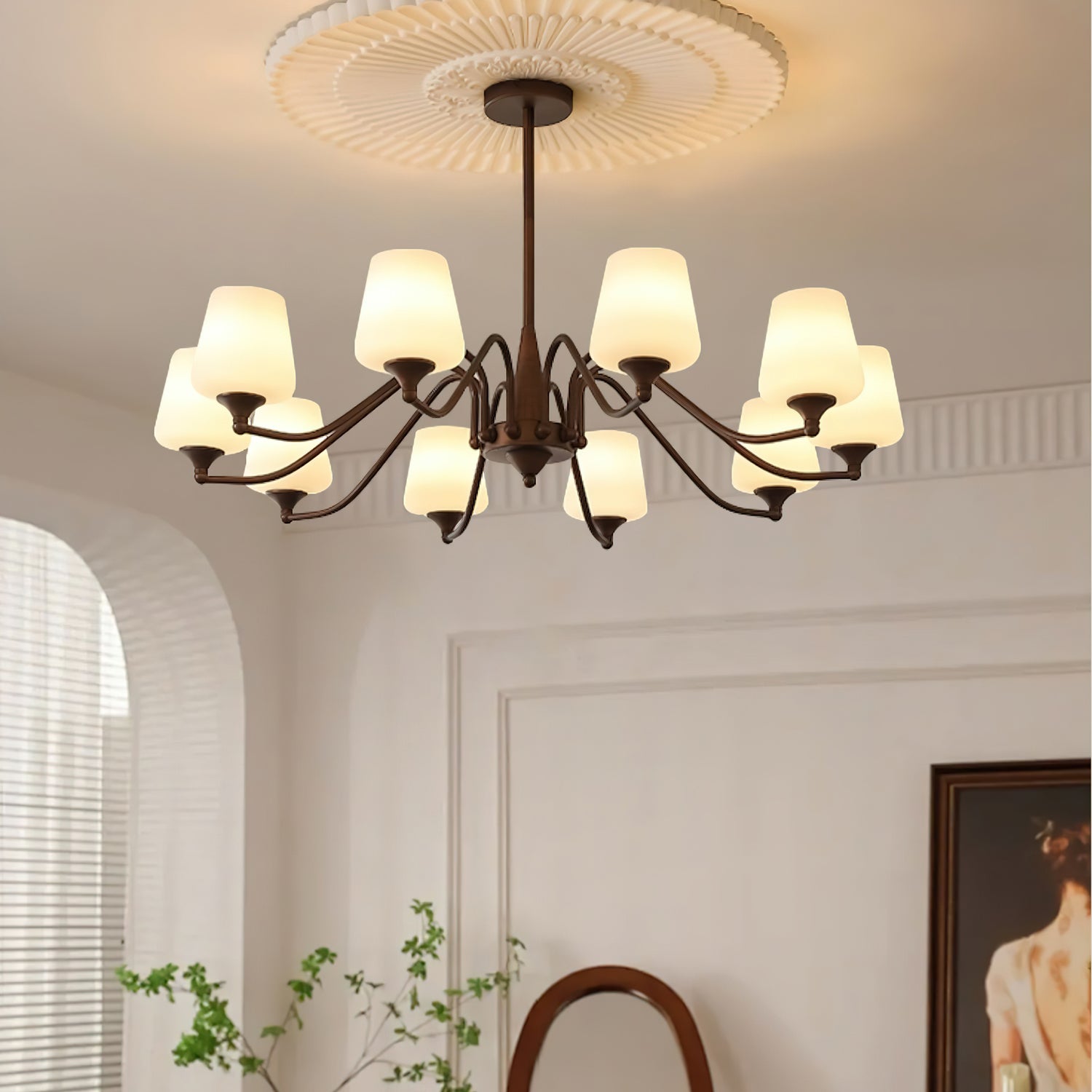 Aurora Chandelier Frosted Glass Shades - Letslighting