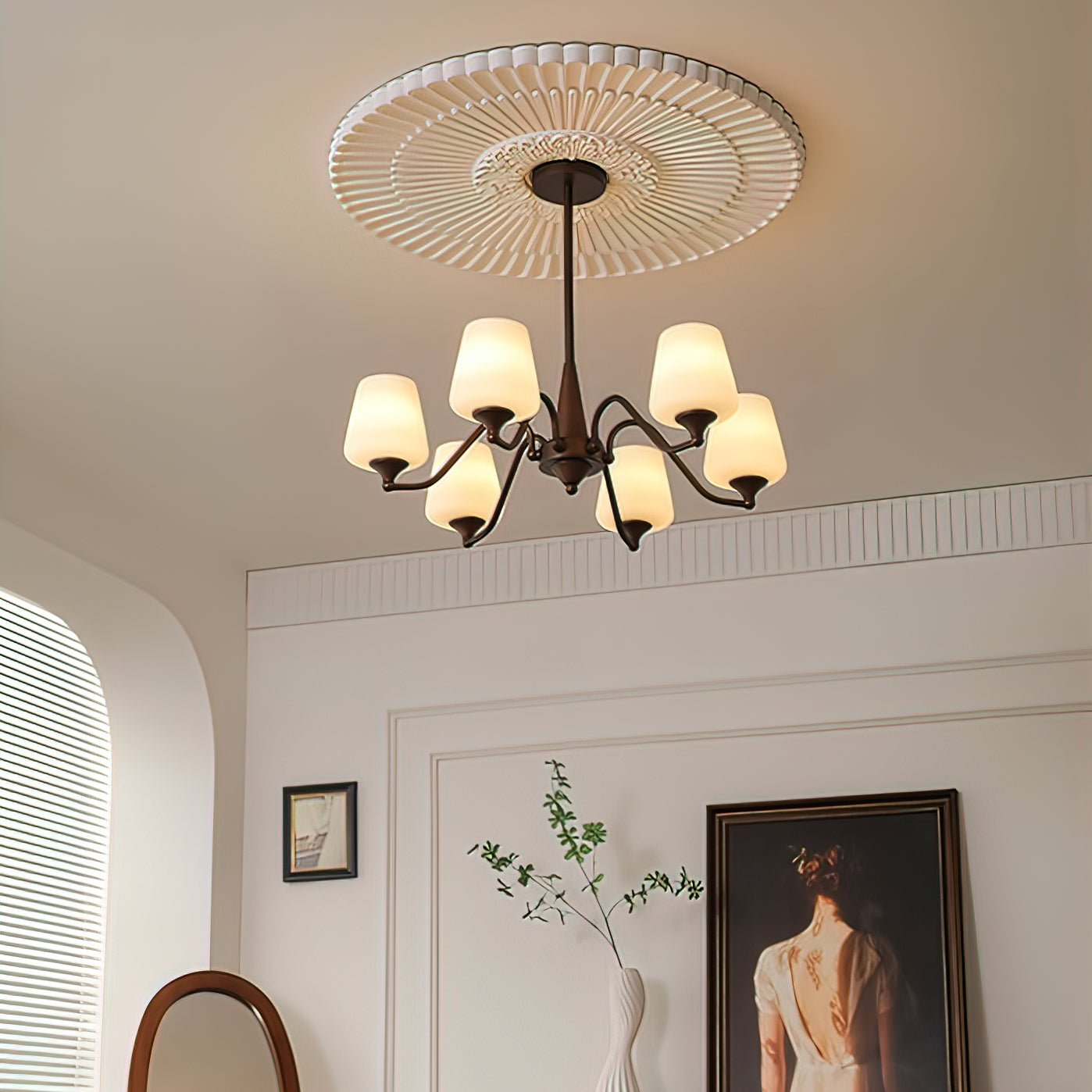 Aurora Chandelier Frosted Glass Shades - Letslighting