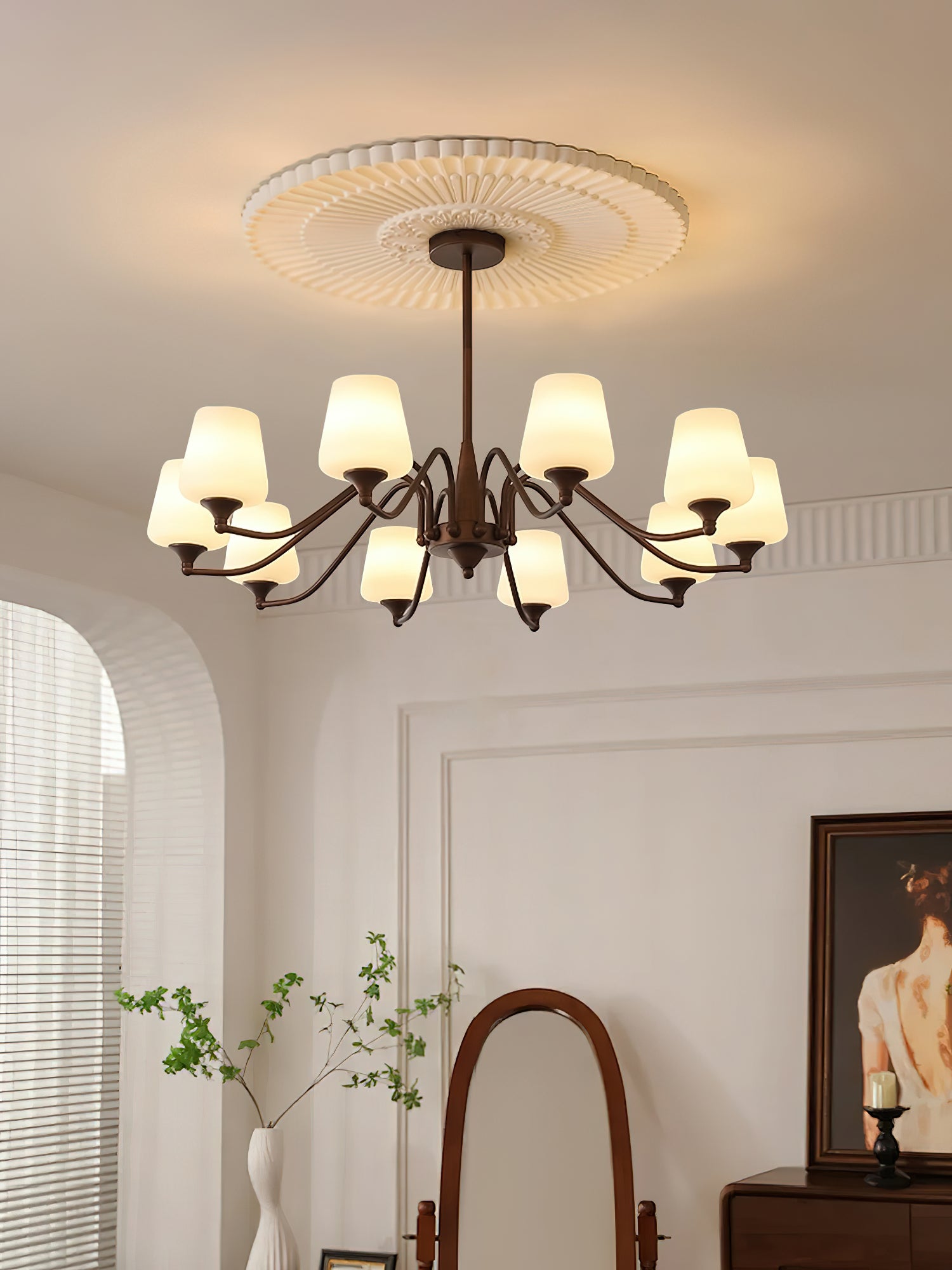 Aurora Chandelier Frosted Glass Shades - Letslighting