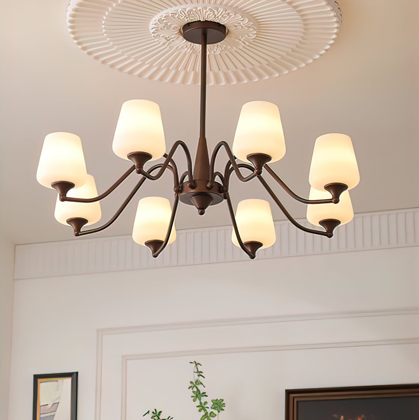 Aurora Chandelier Frosted Glass Shades - Letslighting