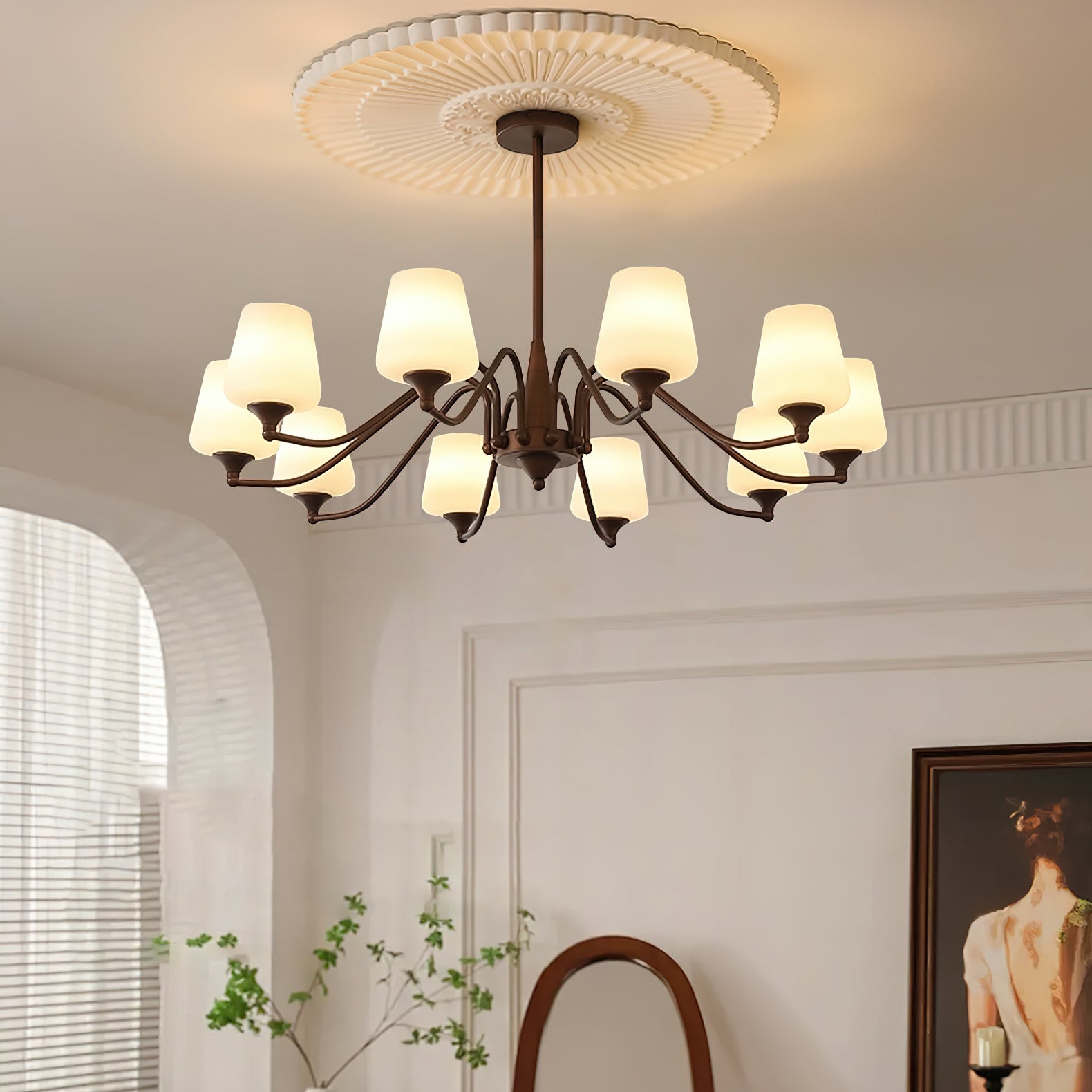 Aurora Chandelier Frosted Glass Shades - Letslighting
