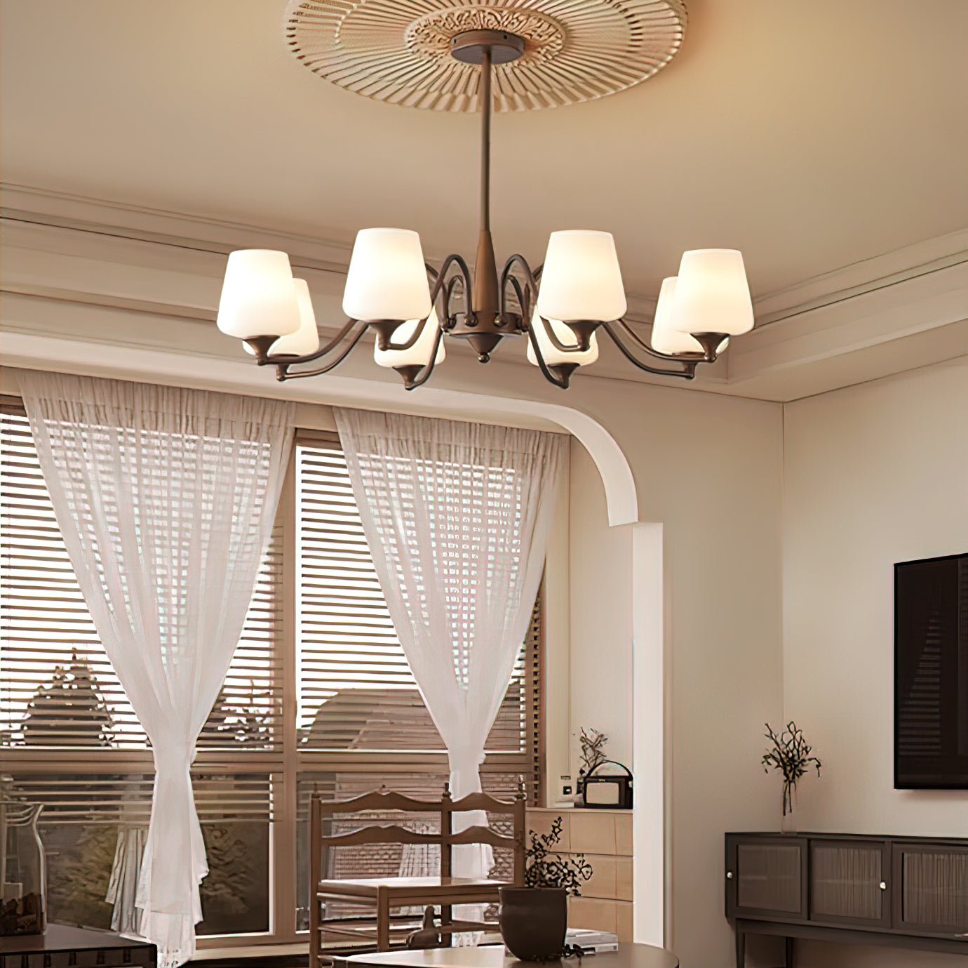 Aurora Chandelier Frosted Glass Shades - Letslighting