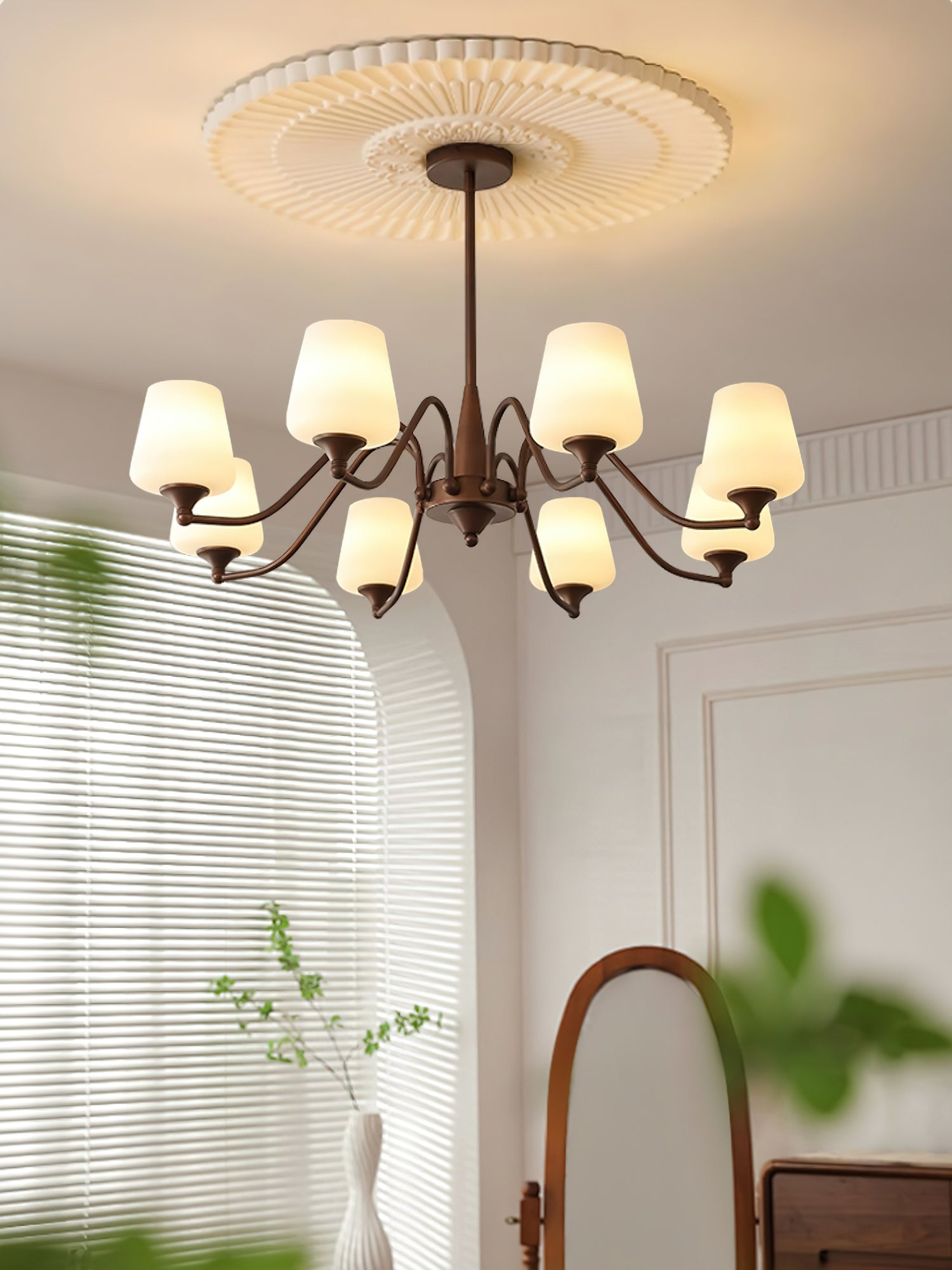 Aurora Chandelier Frosted Glass Shades - Letslighting